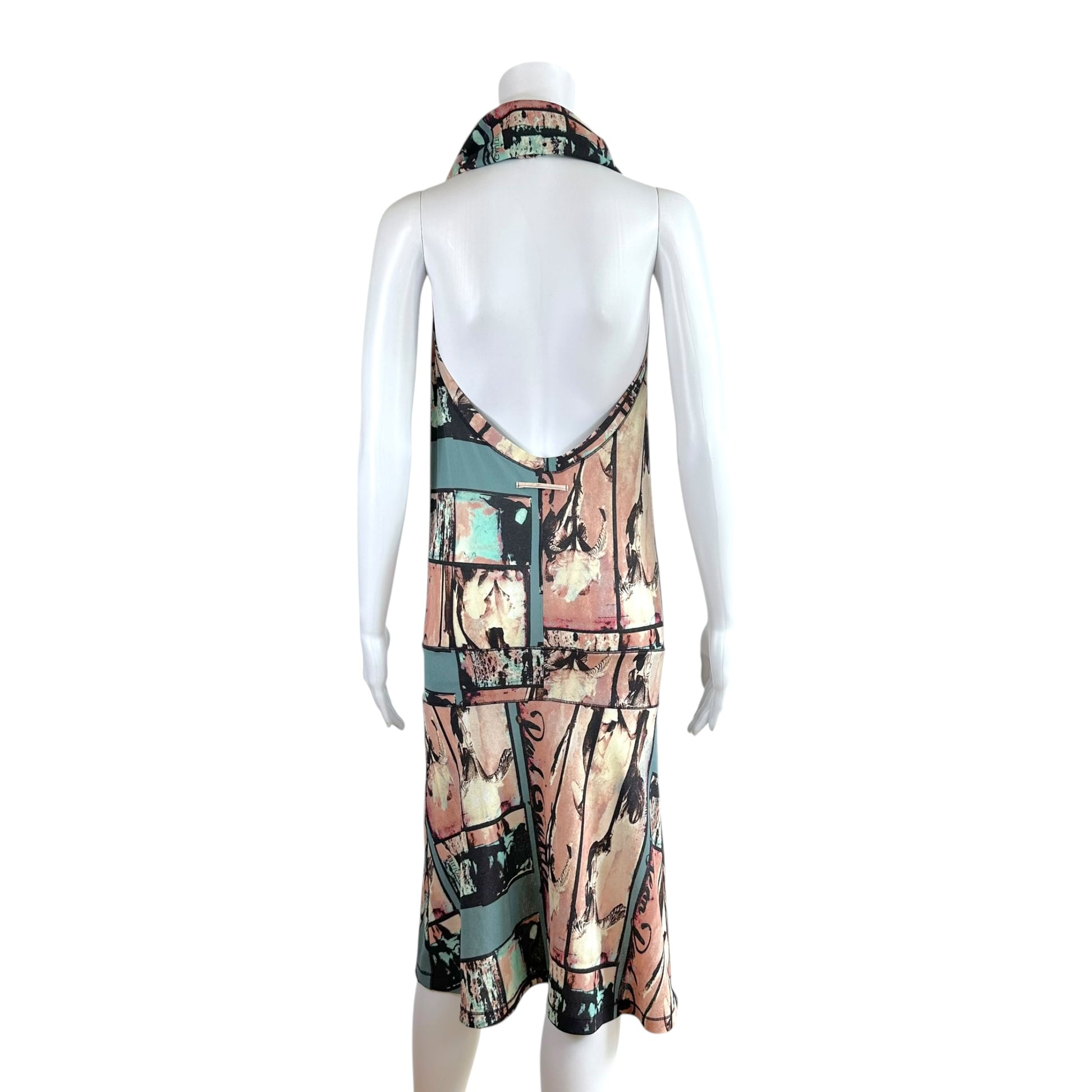 Jean Paul Gaultier Mini Dress Blue Pink Graphic Print