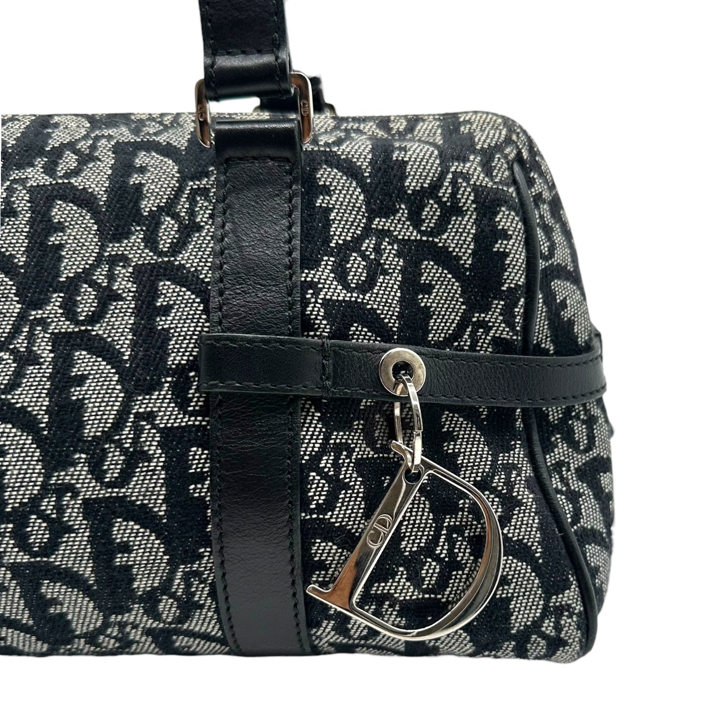 Christian Dior Black Trotter Monogram Logo Hardware Shoulder Bag