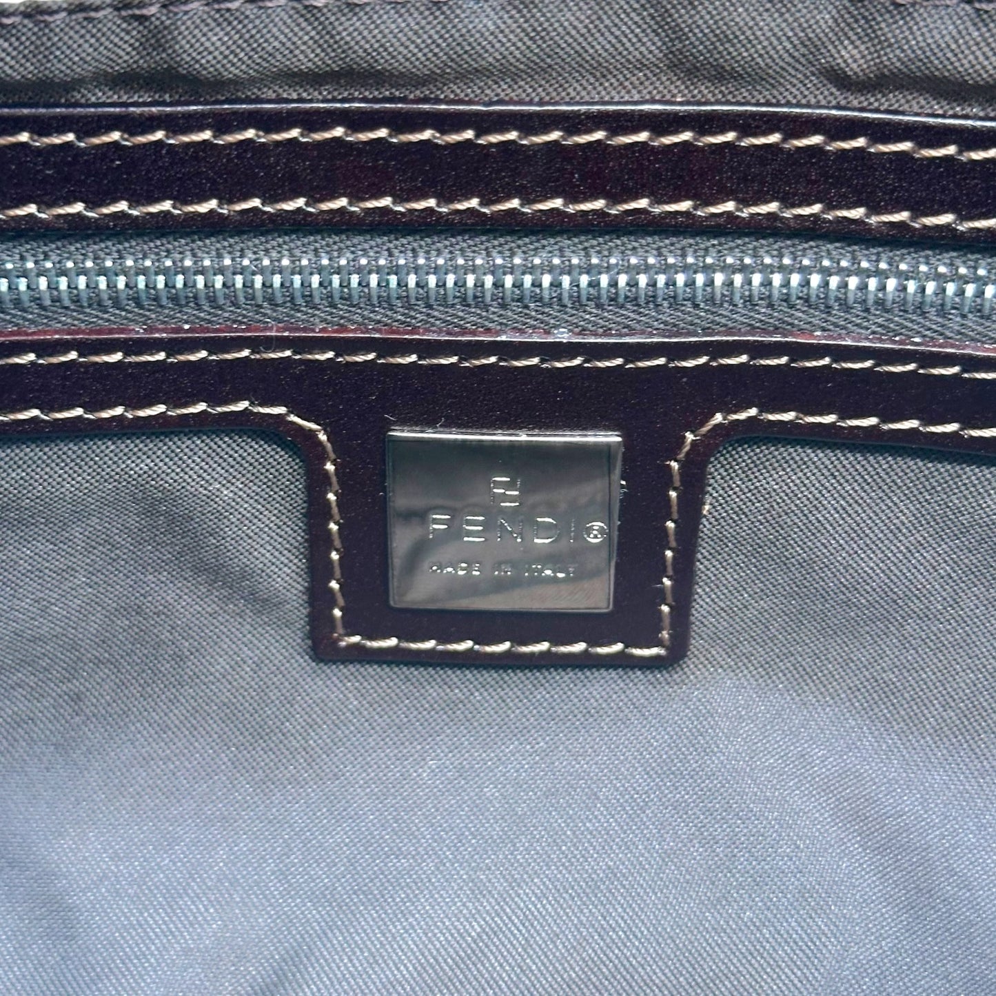 Fendi Ivory & Brown Zucca Monogram Classic Baguette Bag