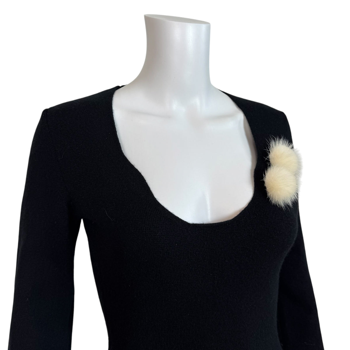 Louis Vuitton Black Cashmere & White Mink Sweater