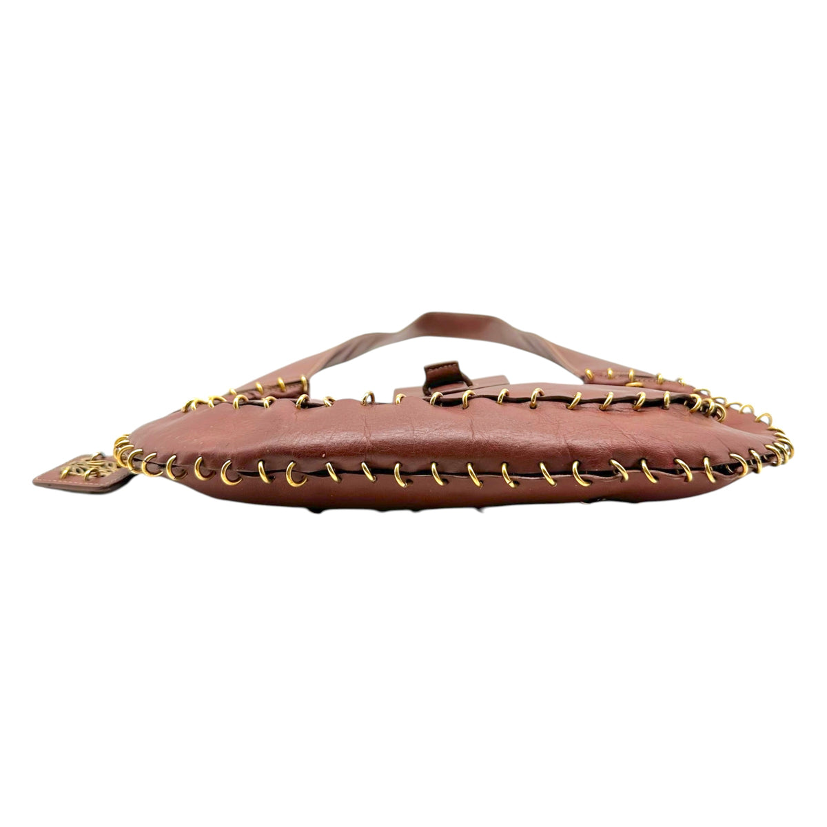 Loewe Brown Leather Small Hobo Bag with Gold Detailing