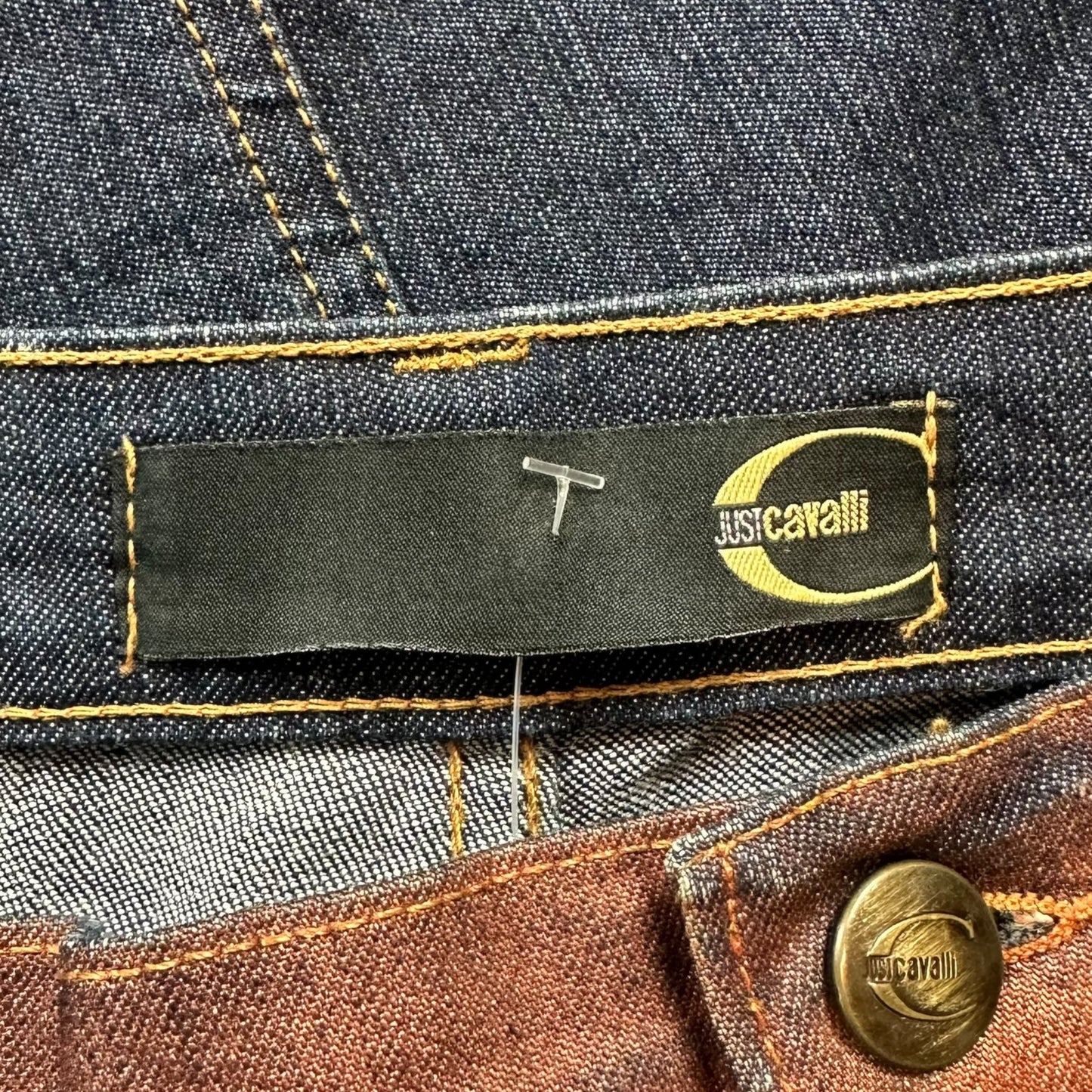 Just Cavalli Roberto Cavalli Bronze Off Center Zip Jeans - Outfit Repeater