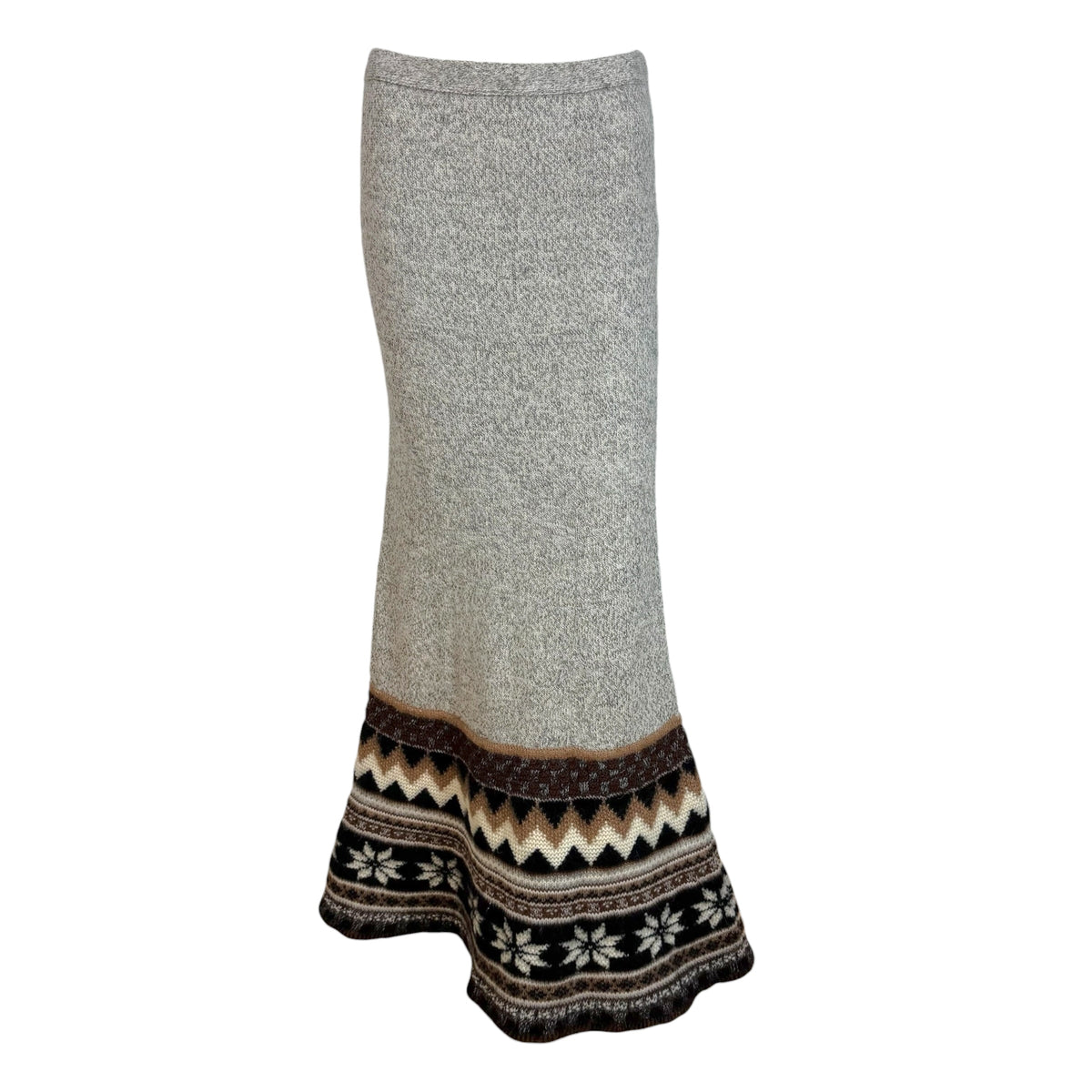 Jean Paul Gaultier Knit Maxi Skirt Grey Nordic Pattern