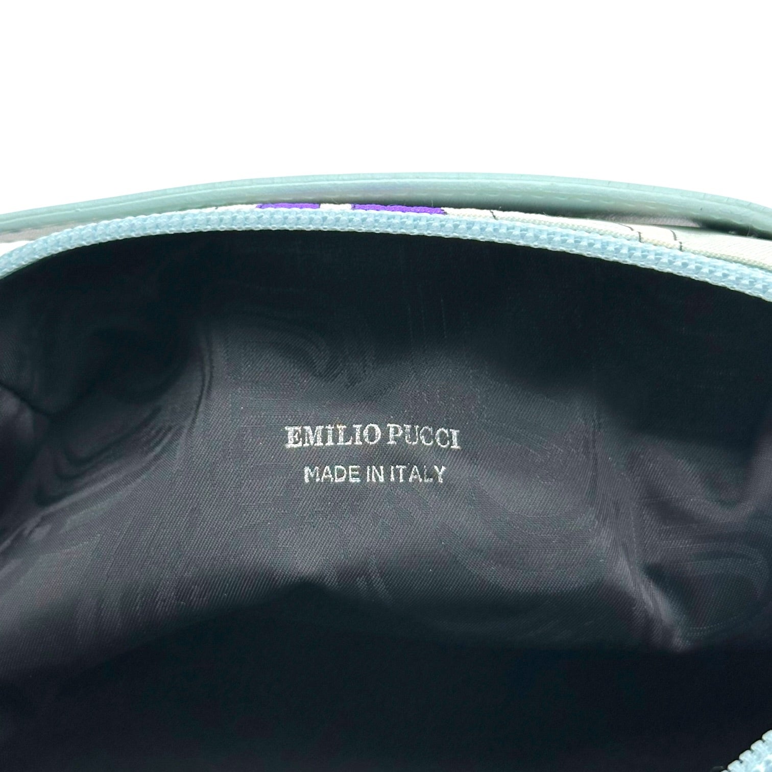 Emilio Pucci Mini Pochette Bag Blue Black Silk
