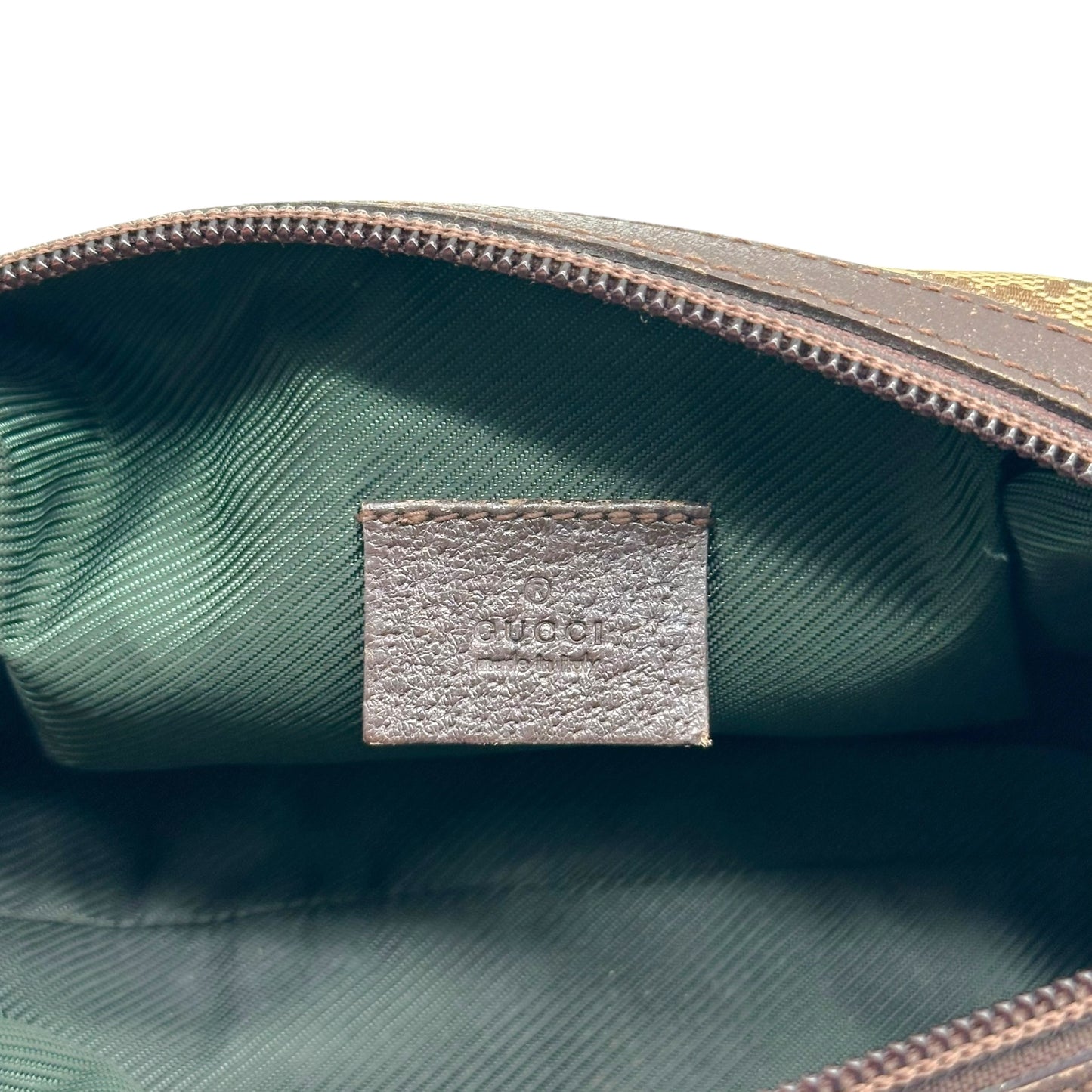 Gucci Cosmetic Pouch Tan Monogram Brown Leather
