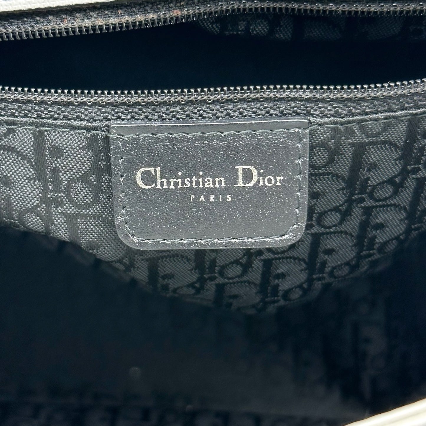 Christian Dior Shoulder Bag White Leather Crystal Accent