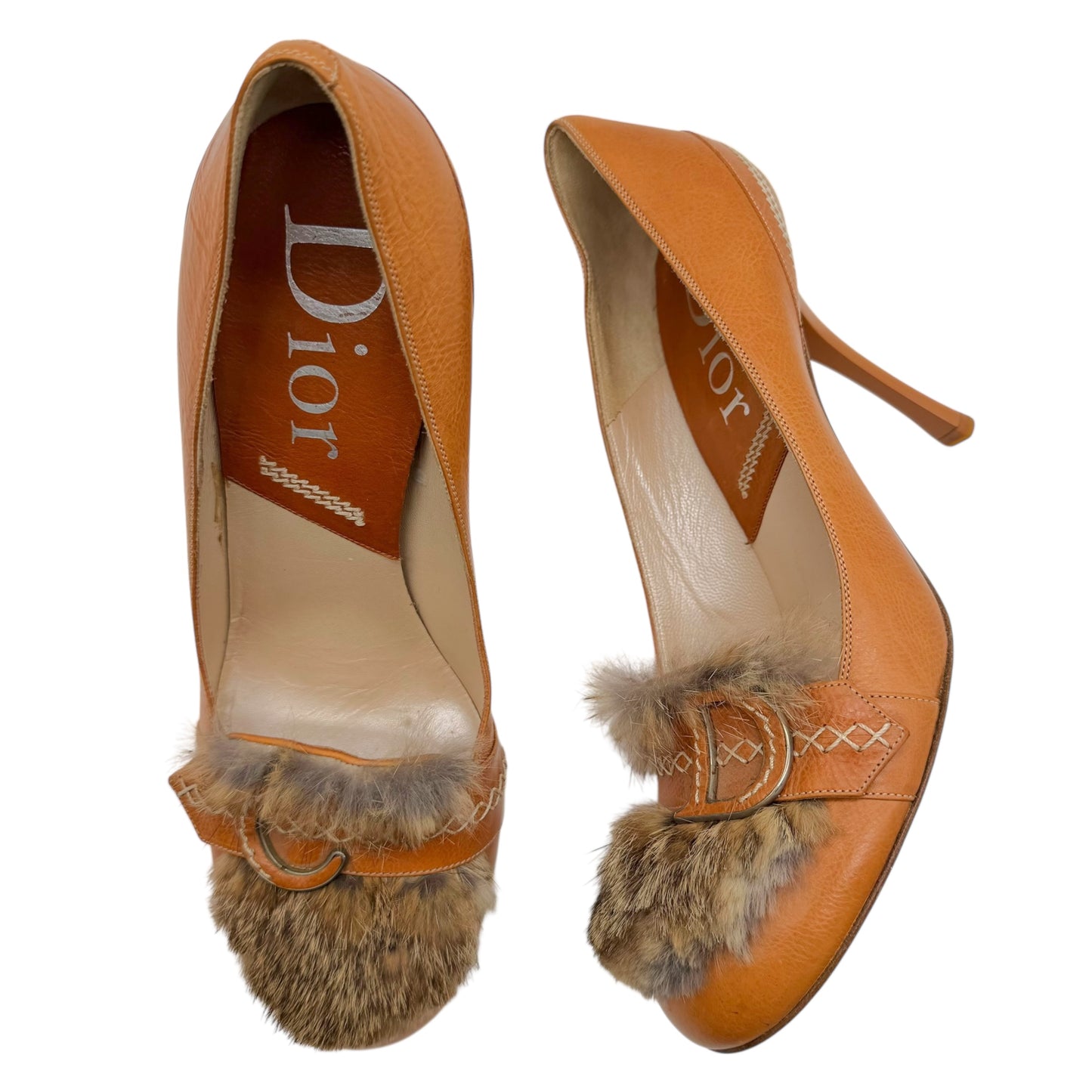 Christian Dior Tan Fur & Leather Loafer Pumps - Outfit Repeater