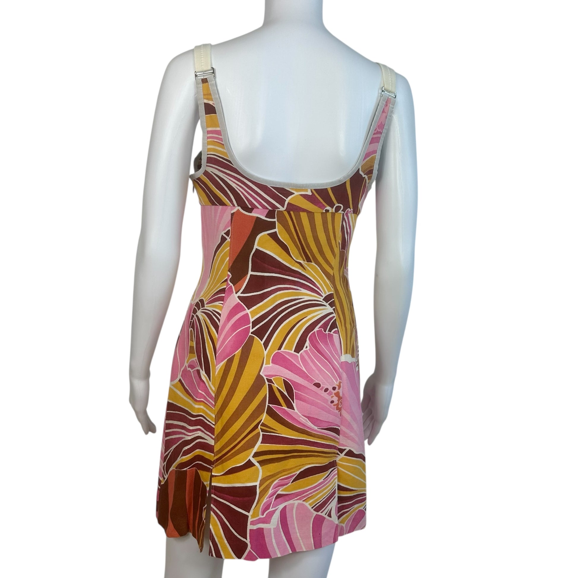 D&G Pink Floral Mini Dress with Sweetheart Neckline