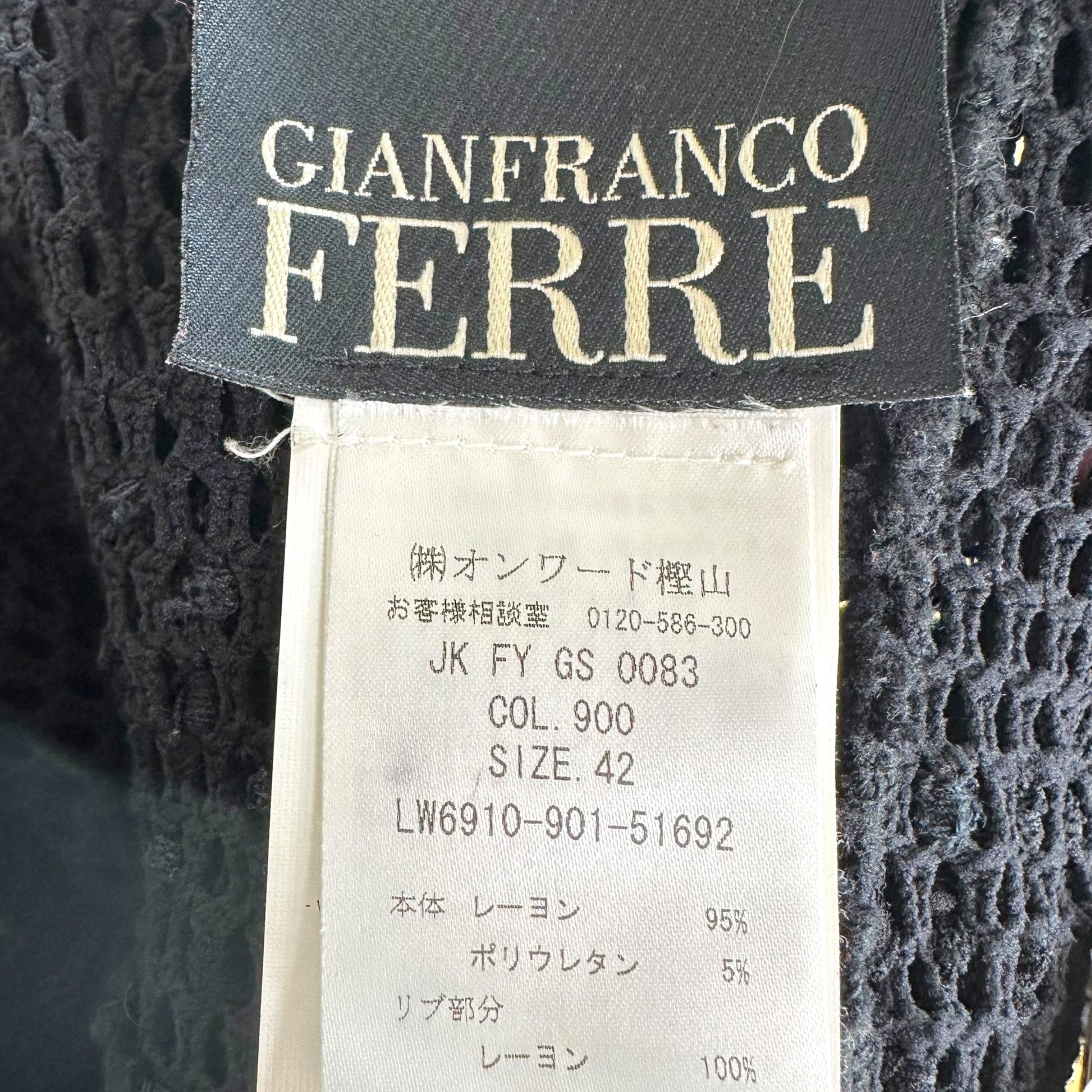 Gianfranco Ferre Black Semi-Sheer Mesh Ruffle Jacket