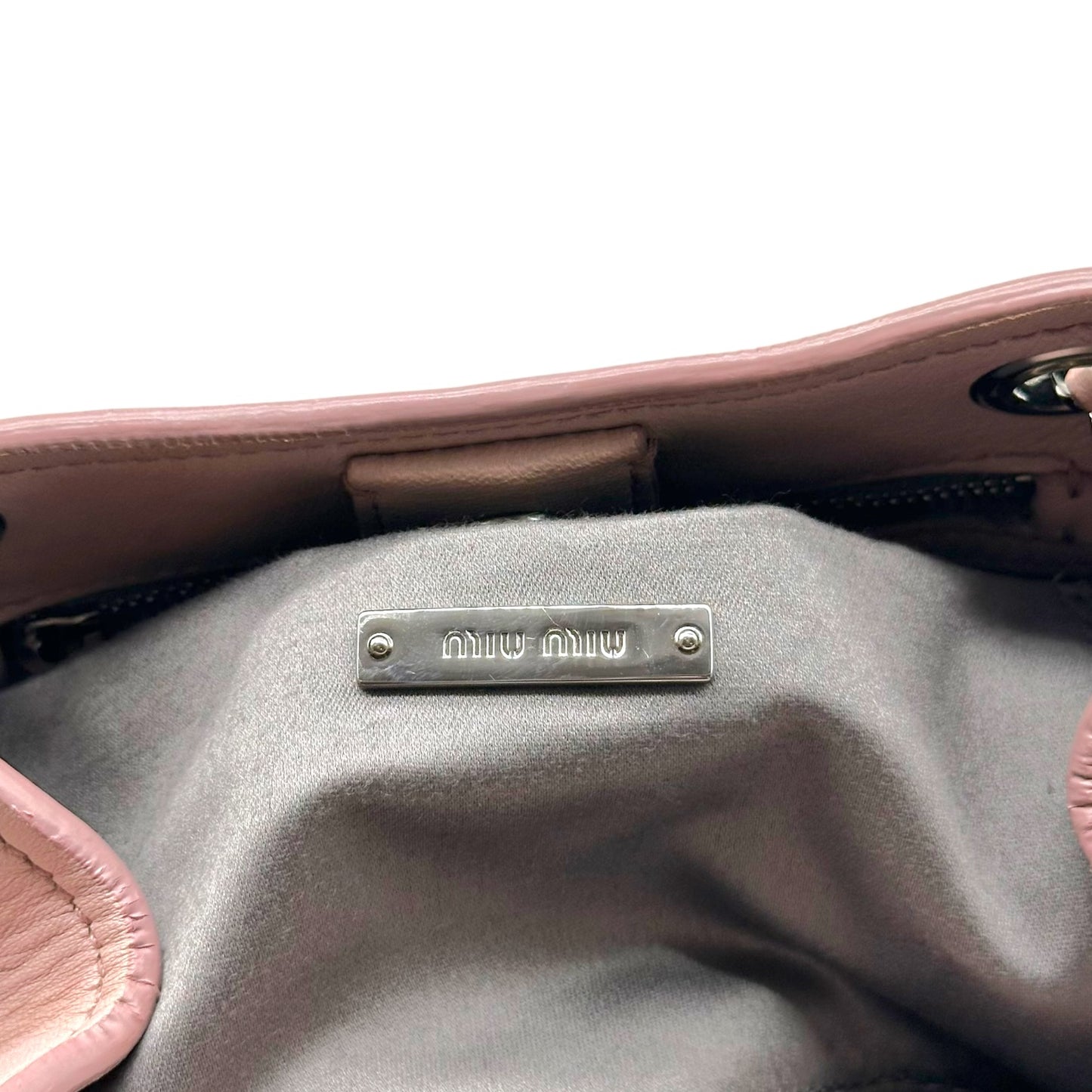 Miu Miu Quilted Leather Shoulder Bag Pink Silver