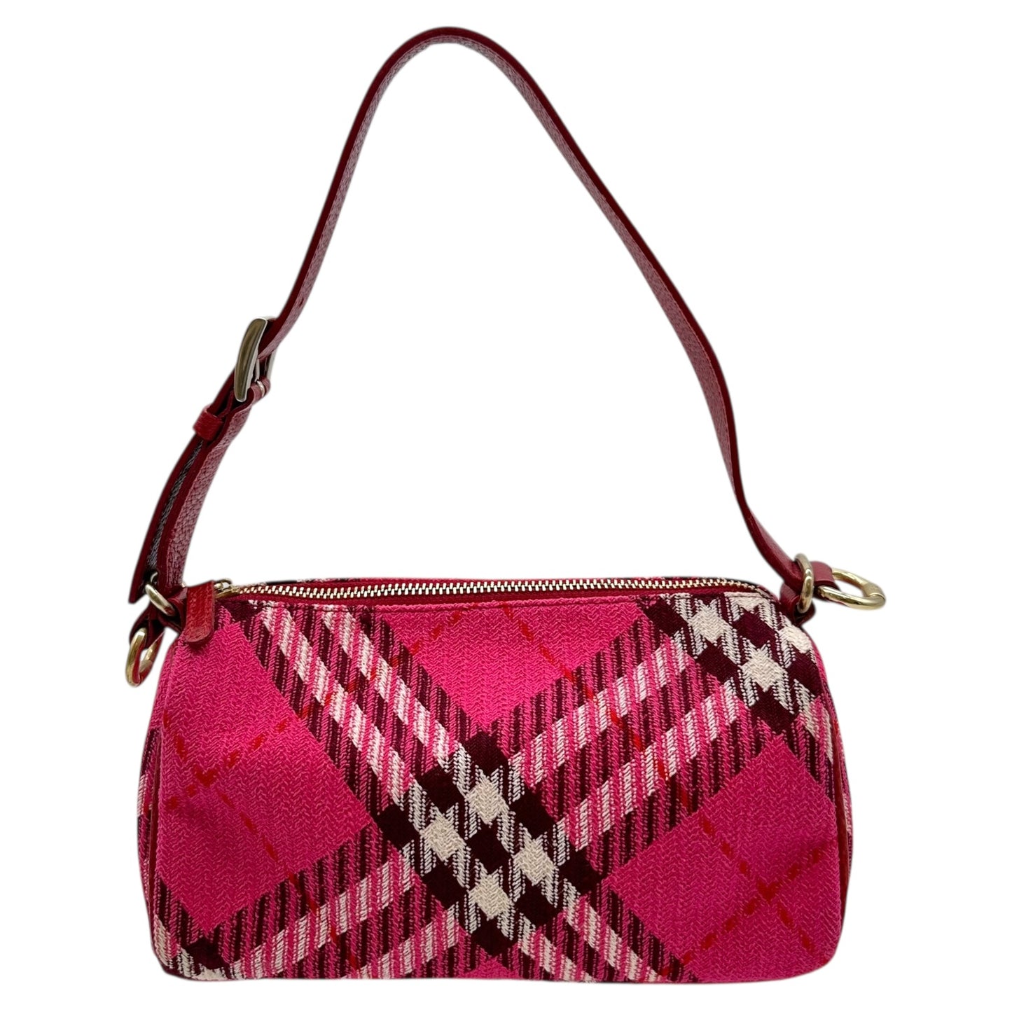 Burberry Blue Label Pink & Red Nova Check Plaid Mini Pochette Bag - Outfit Repeater