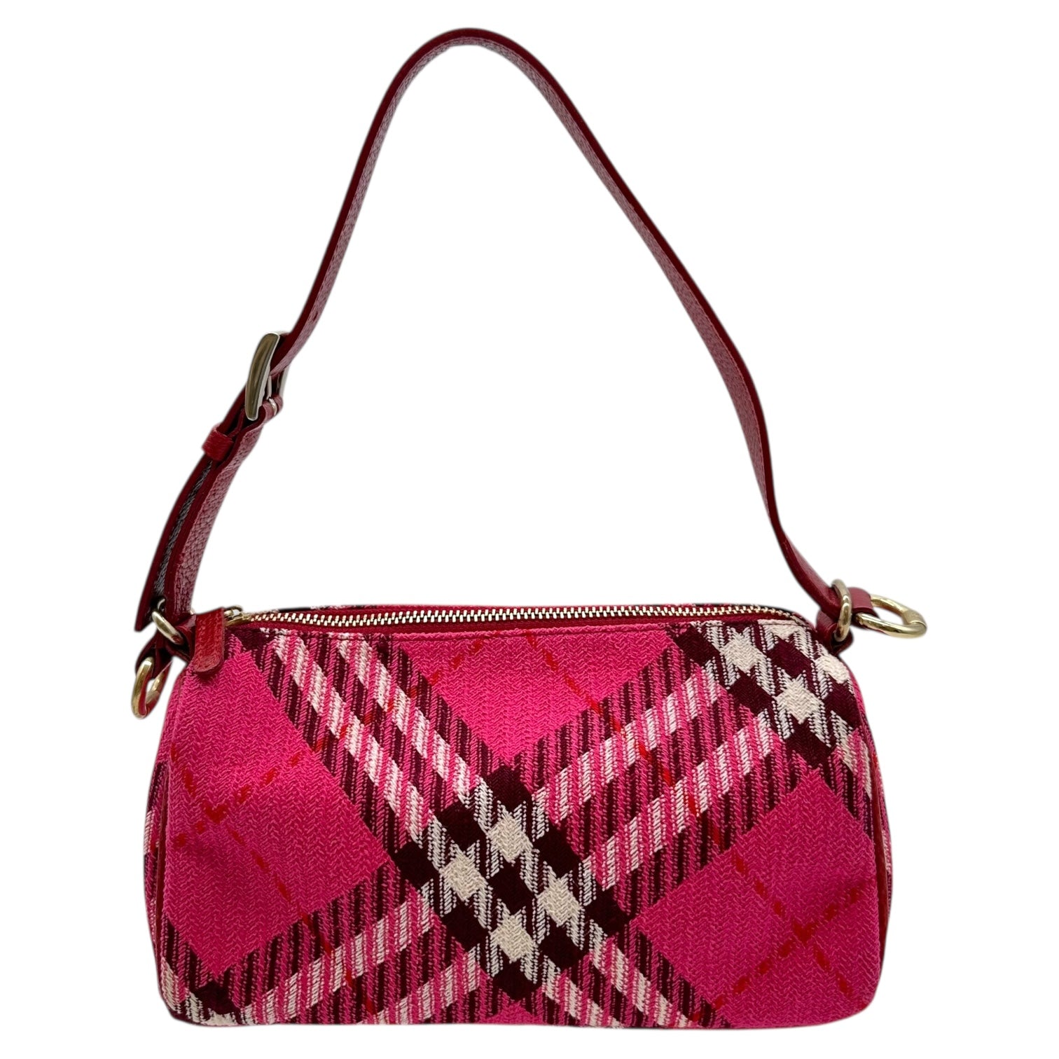 Burberry Blue Label Pink & Red Nova Check Plaid Mini Pochette Bag - Outfit Repeater