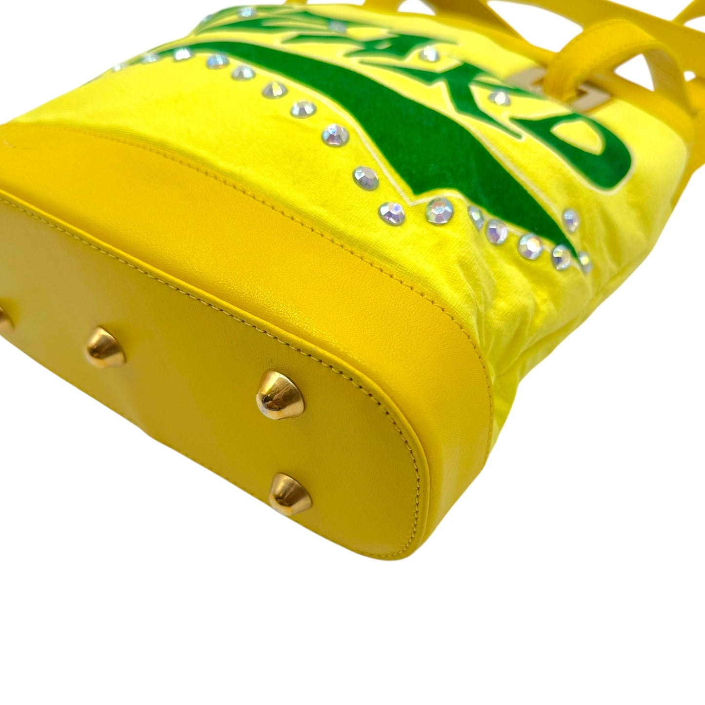D&G Mini Tote Bag Yellow Green Rhinestone Lizard Design