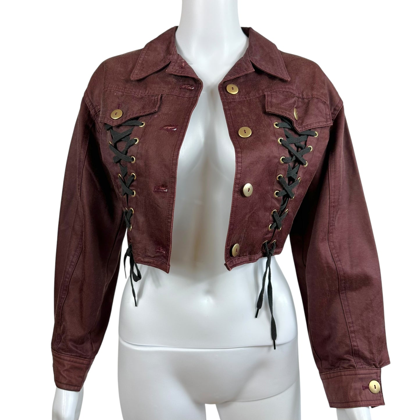 Junior Gaultier Burgundy Lace Up Jacket