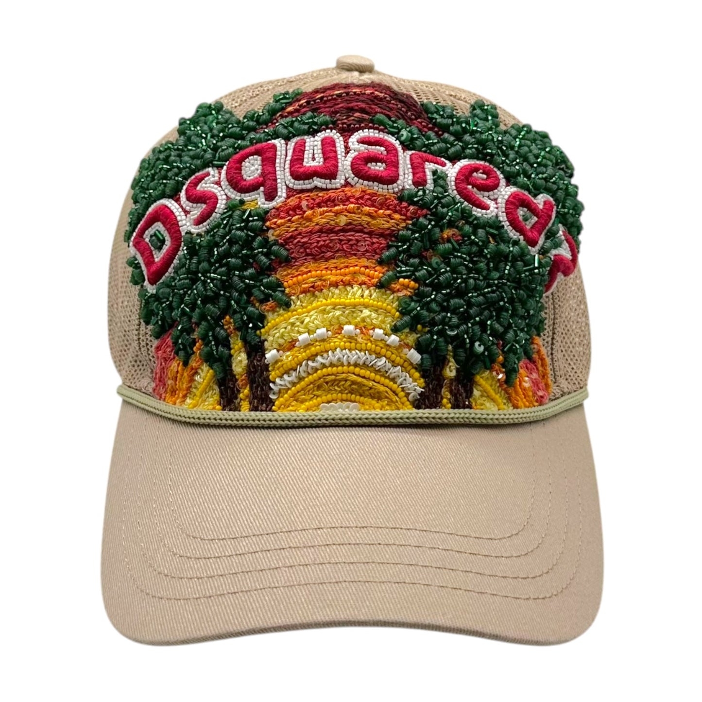 Dsquared2 Beaded Trucker Hat Beige Multicolor Sunset Logo