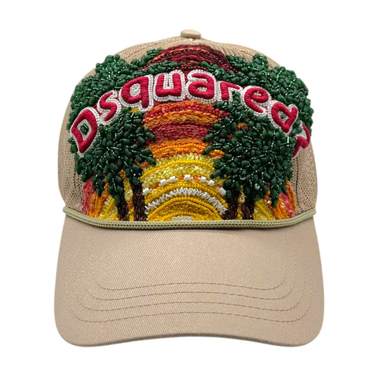 Dsquared2 Beaded Trucker Hat Beige Multicolor Sunset Logo