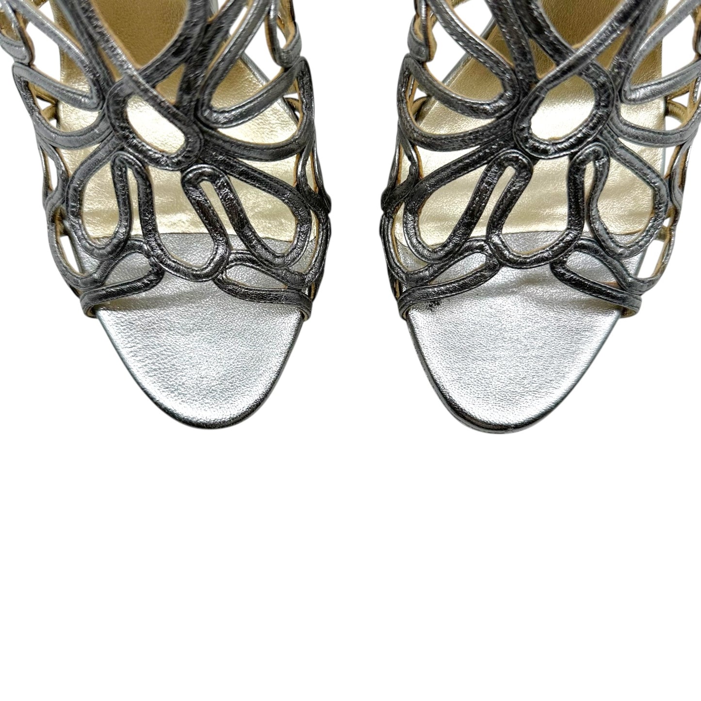 Valentino Garavani Silver Cut-Out Platform Wedge Heels