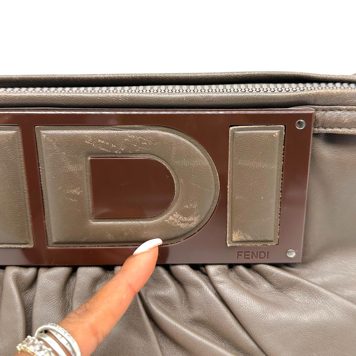 Fendi Brown Leather Convertible To You Clutch / Shoulder Bag