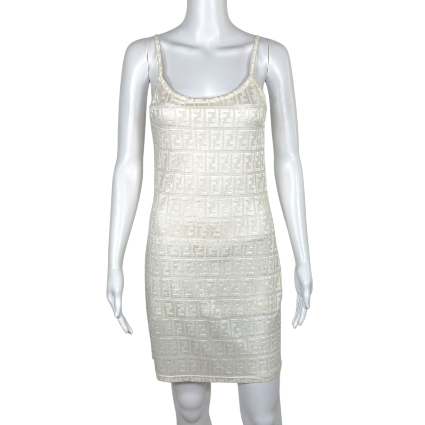 Fendi White Zucca Monogram Mini Dress