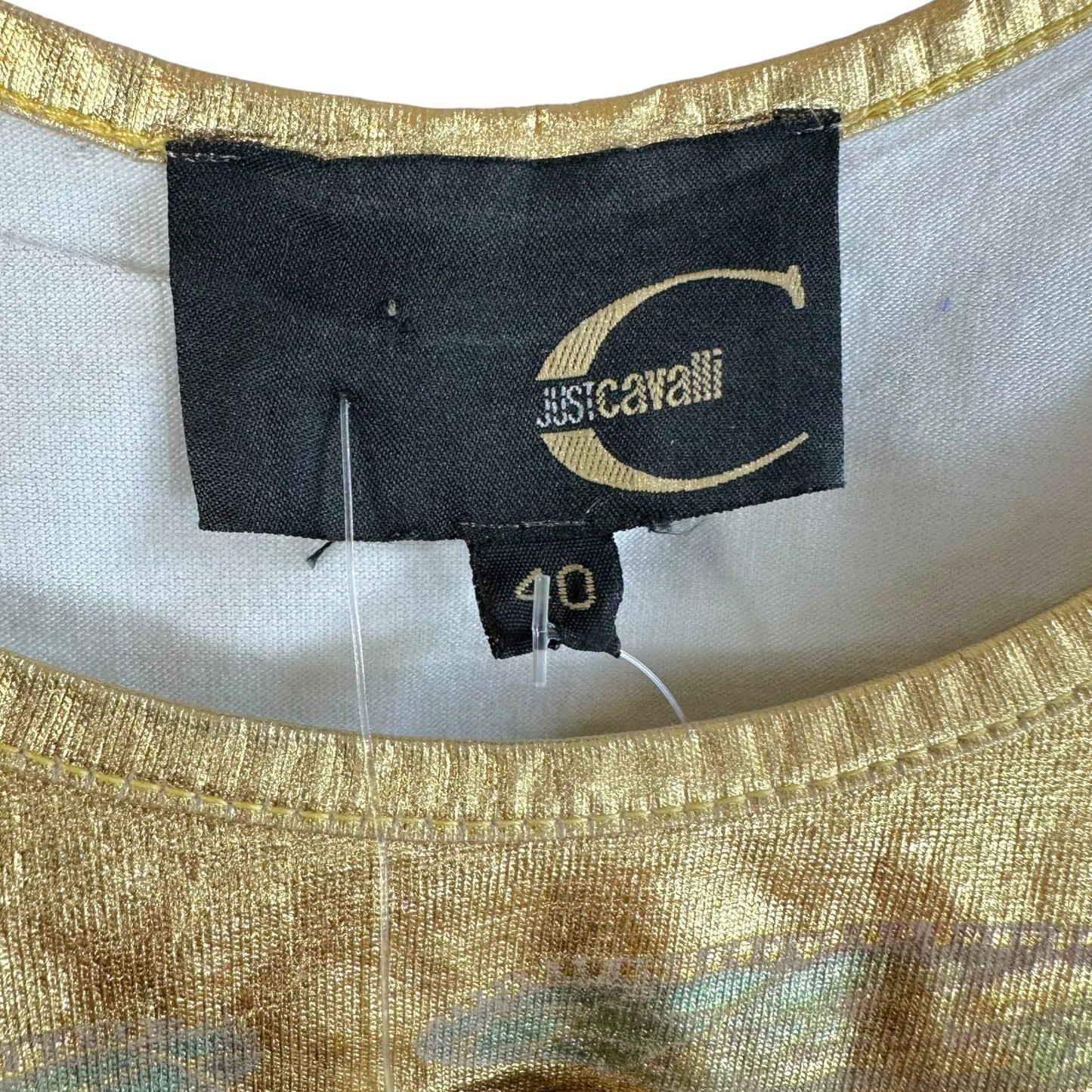 Roberto Cavalli Gold Metallic Lamé Dragonfly Tank Skirt Set
