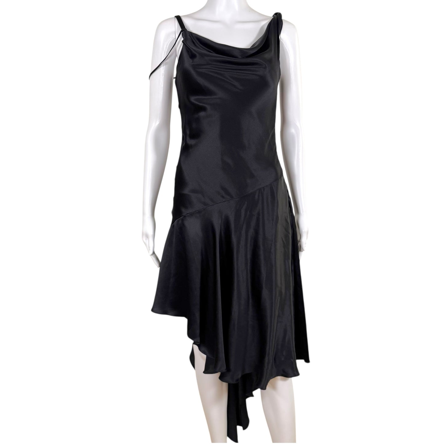 Dolce & Gabbana Black Silk Asymmetrical Midi Dress