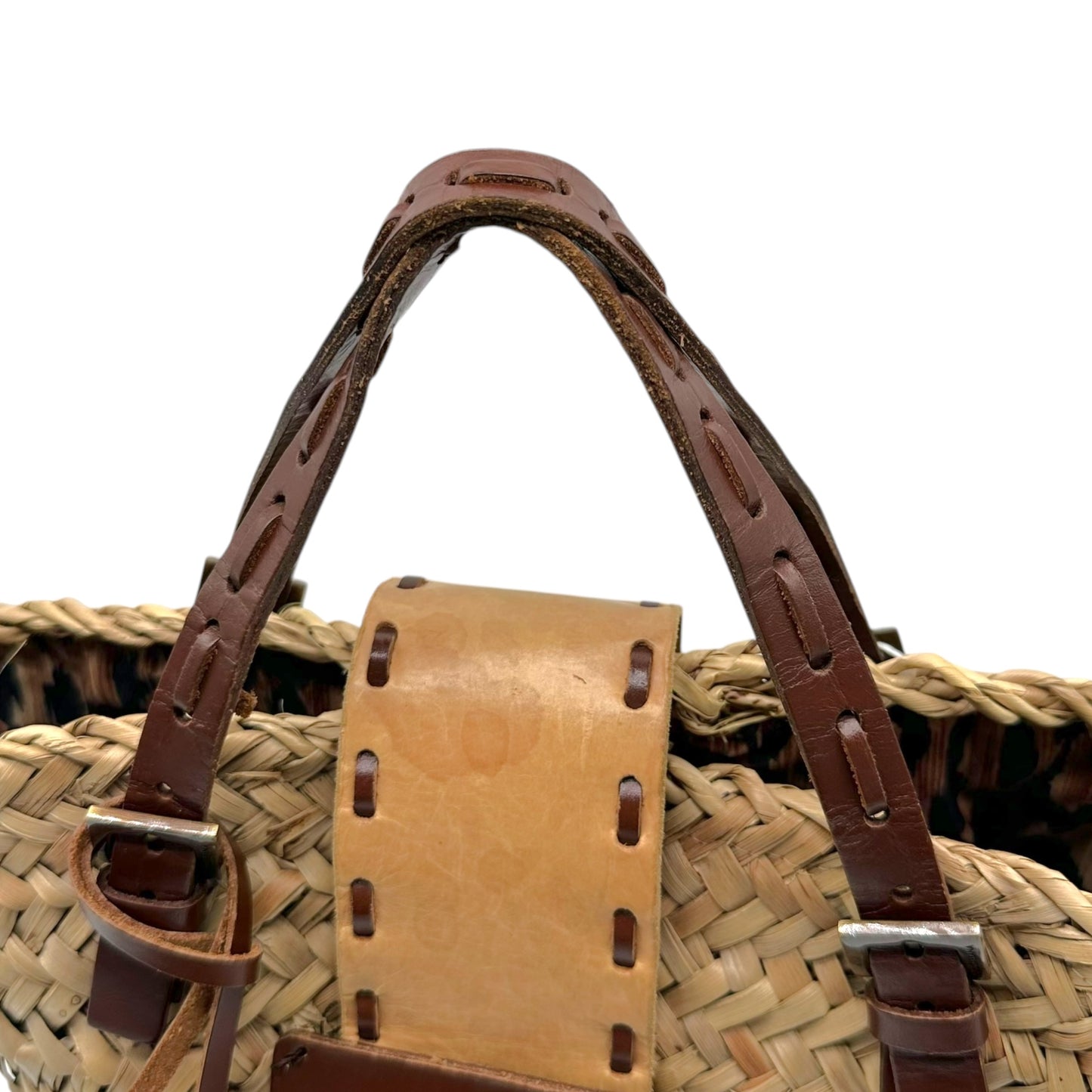Dolce & Gabbana Raffia & Leather Feather Trim Mini Handbag