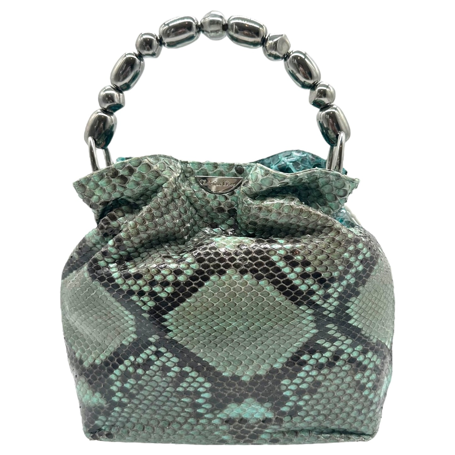 Christian Dior Blue Python Malice Pearl Clutch Bag