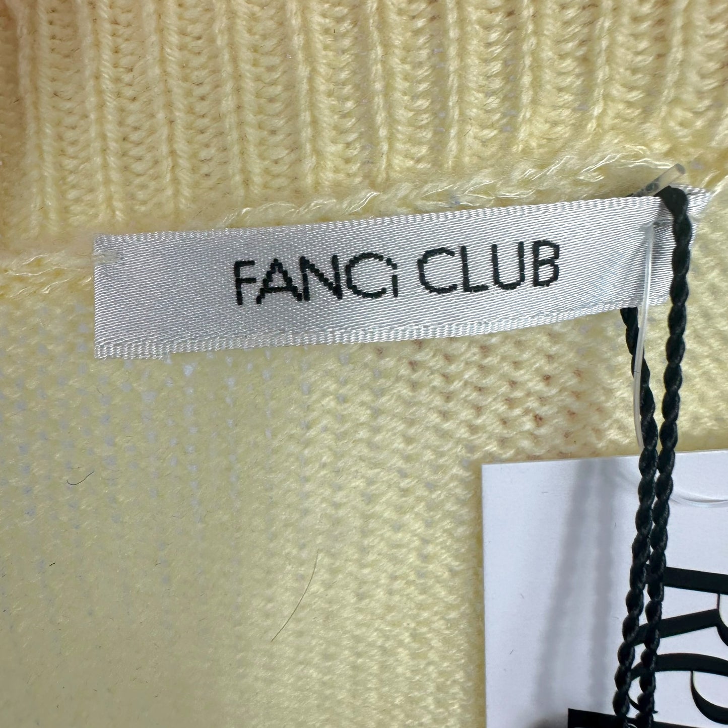 Fanci Club Yellow Cashmere V-Neck Sweater NEW