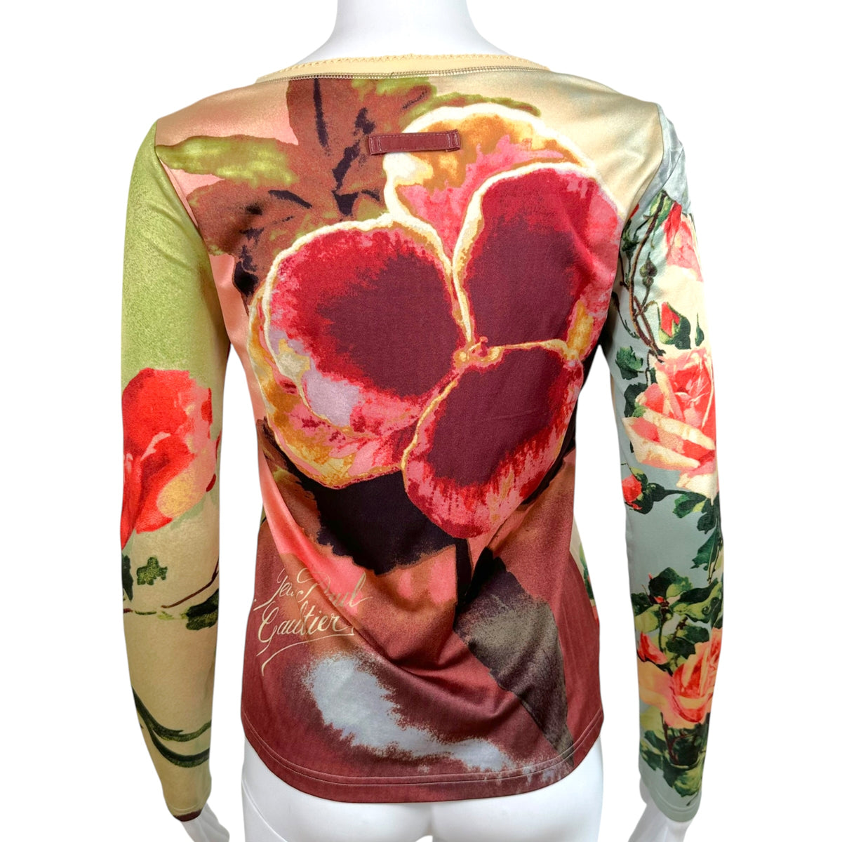 Jean Paul Gaultier S/S 2001 Multicolor Rose Print Logo Cardigan