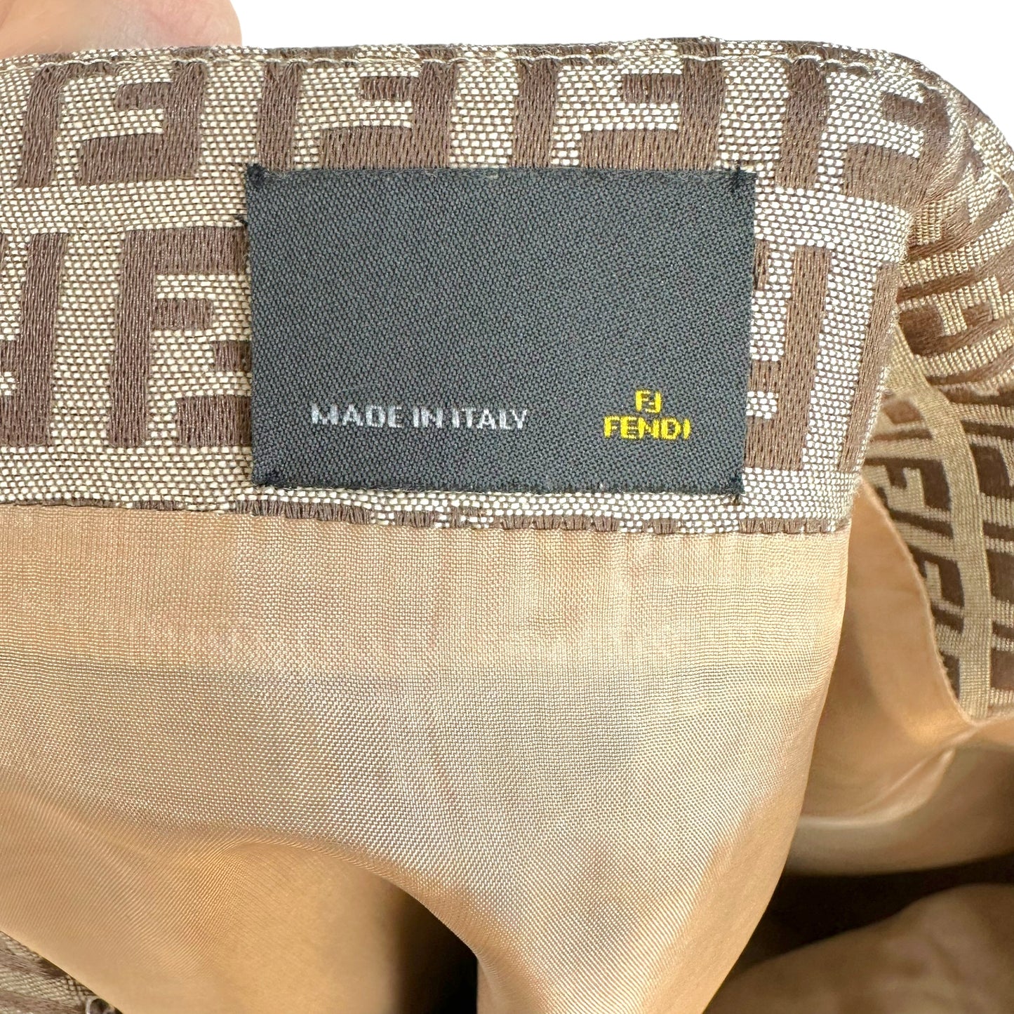Fendi Tan Zucchino Monogram Leather Trim Midi Wrap Skirt