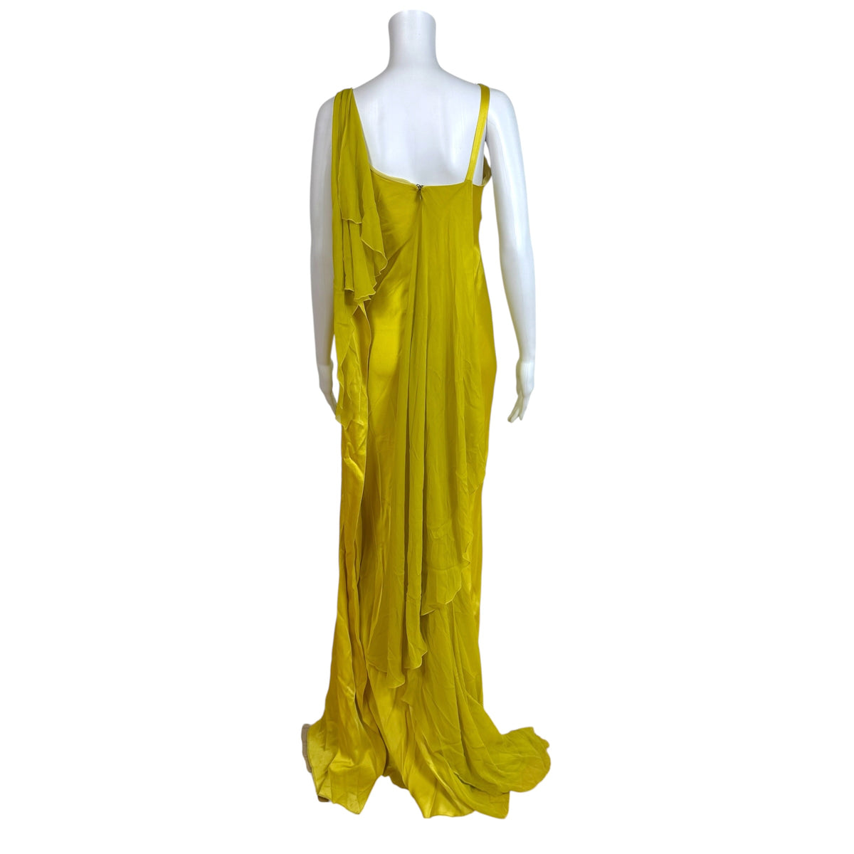 Versace Collection Yellow Silk Gown with Medusa Logo Hardware