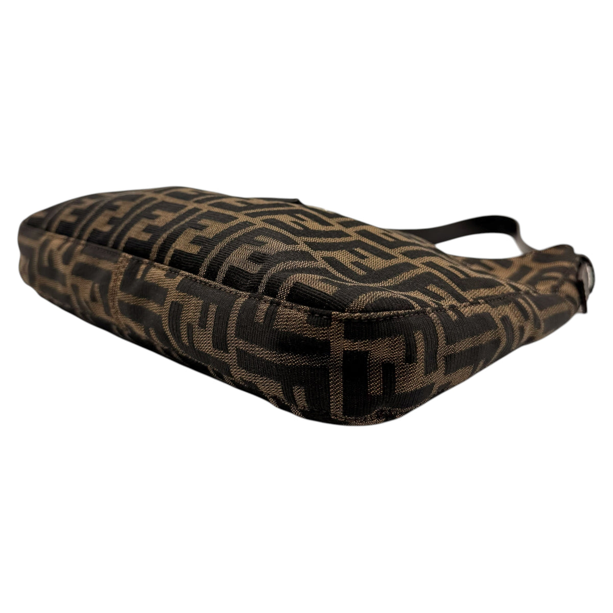 Fendi Brown Monogram Zucca Shoulder Baguette Bag