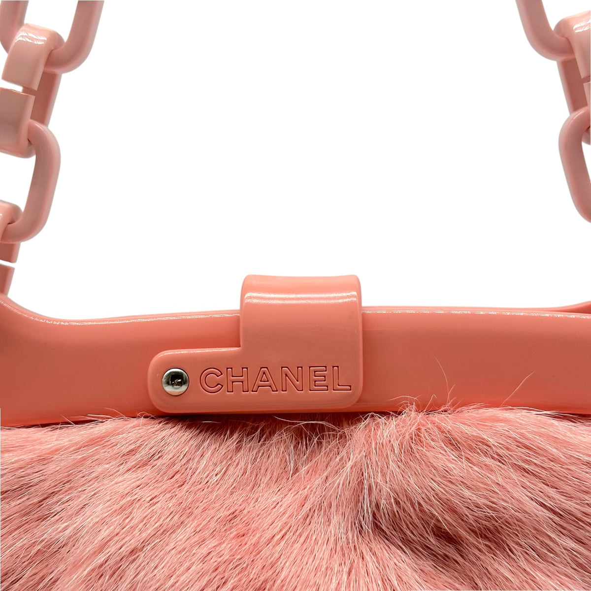 Chanel No.5 Pink Fur & Resin Chain Strap Frame Shoulder Bag 2005-06
