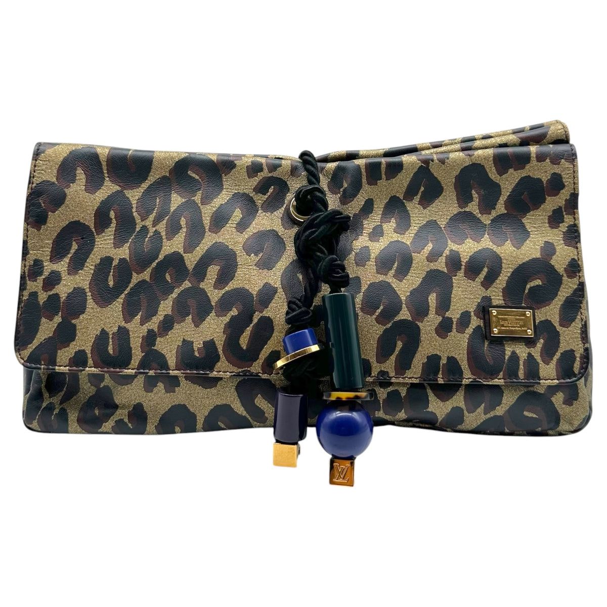 Louis Vuitton Clutch Bag Metallic Leopard Print