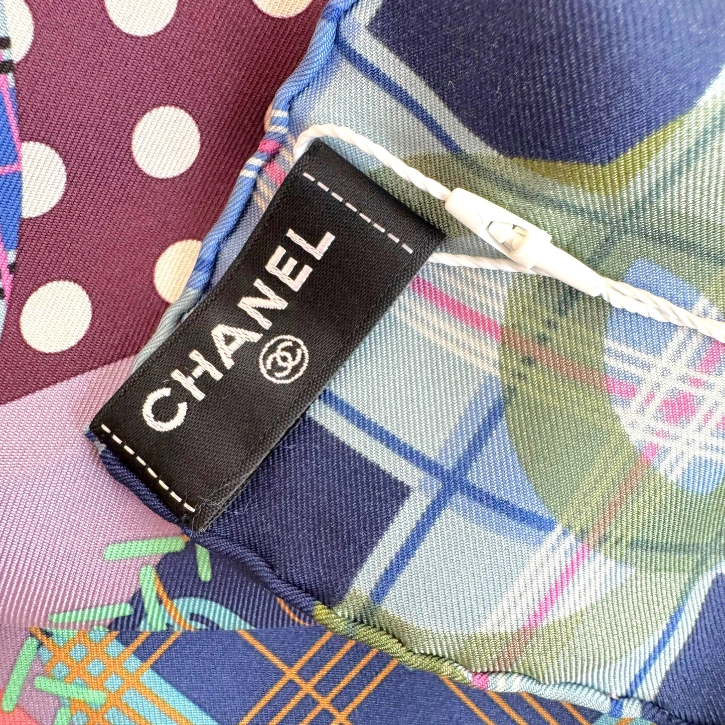 Chanel Multicolor Patchwork Print Large Silk Square Scarf