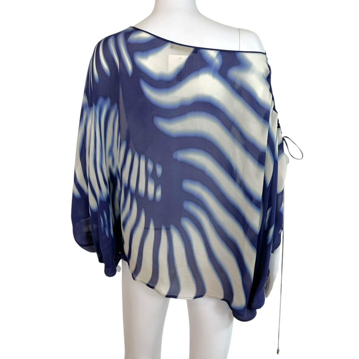 Roberto Cavalli Sheer Silk Asymmetrical Dolman Blouse