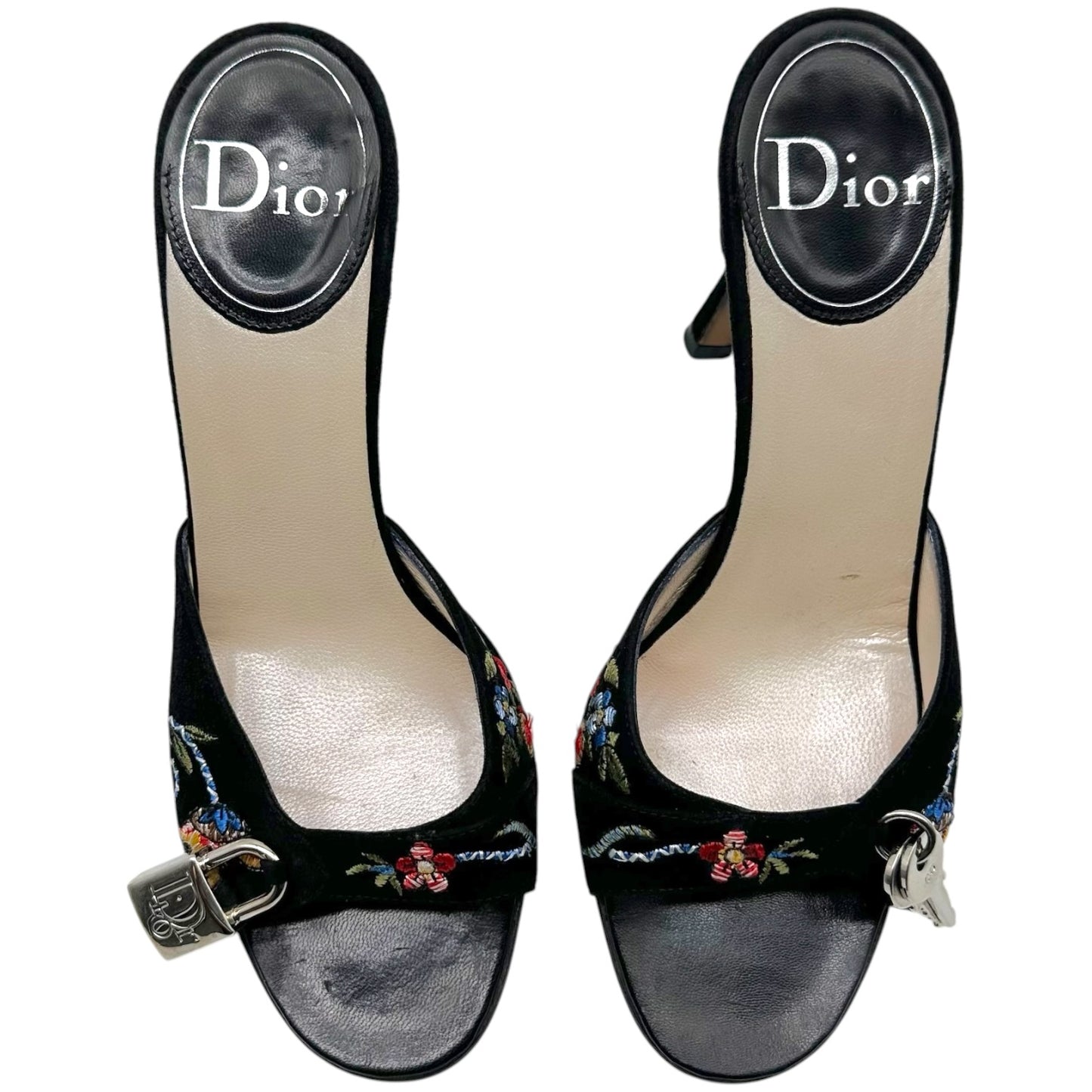 Christian Dior S/S 2002 Koi & Floral Embroidered Kitten Heel Mules