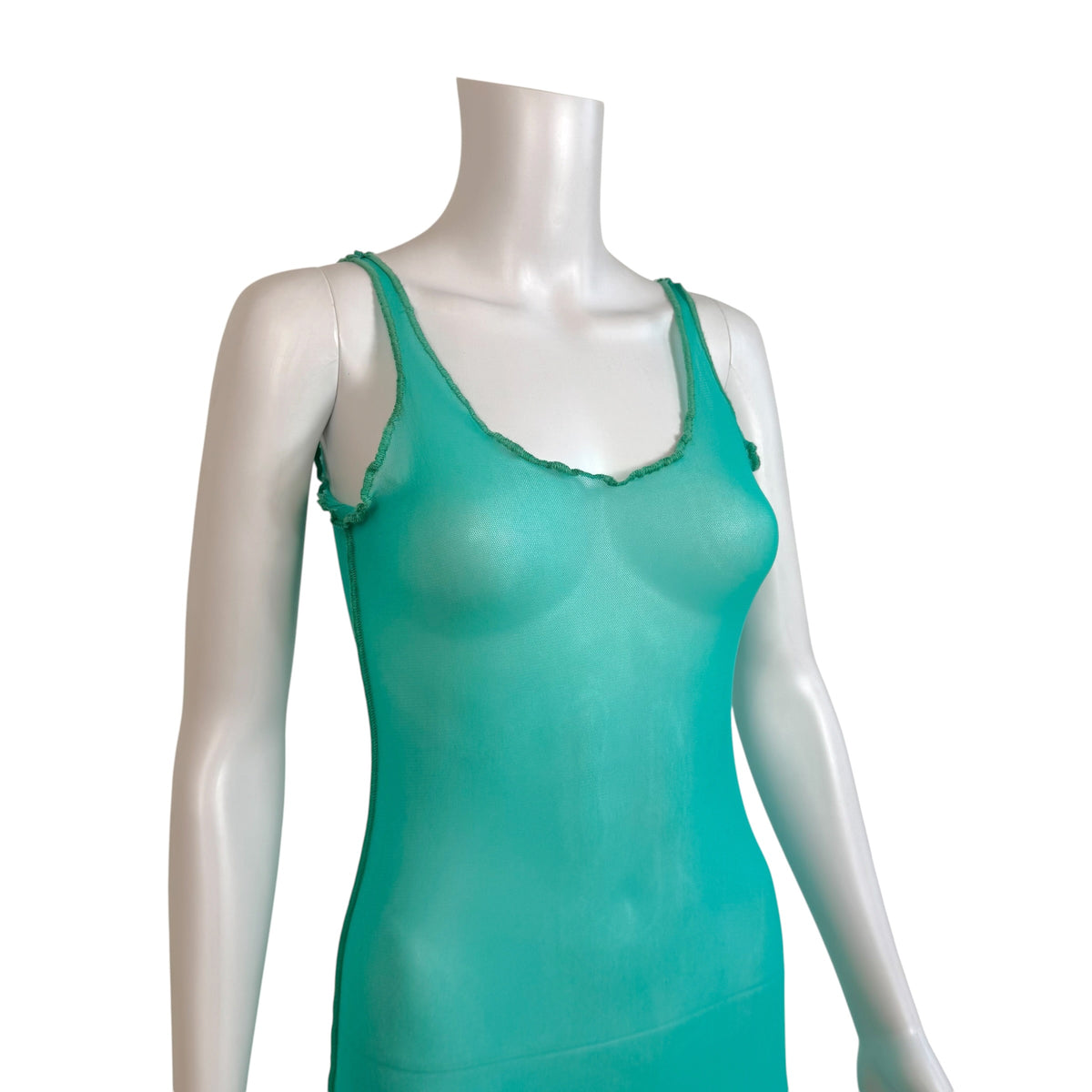Jean Paul Gaultier Sheer Mesh Maxi Dress Turquoise Blue