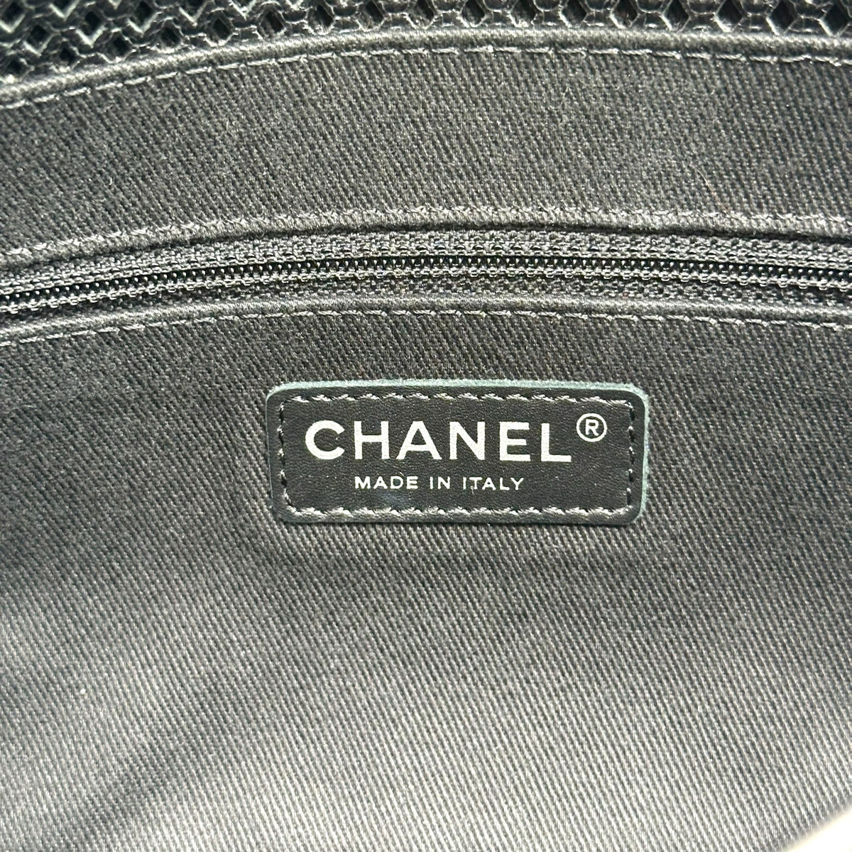 Chanel Black Perforated Leather Medium Flap Shoulder Bag