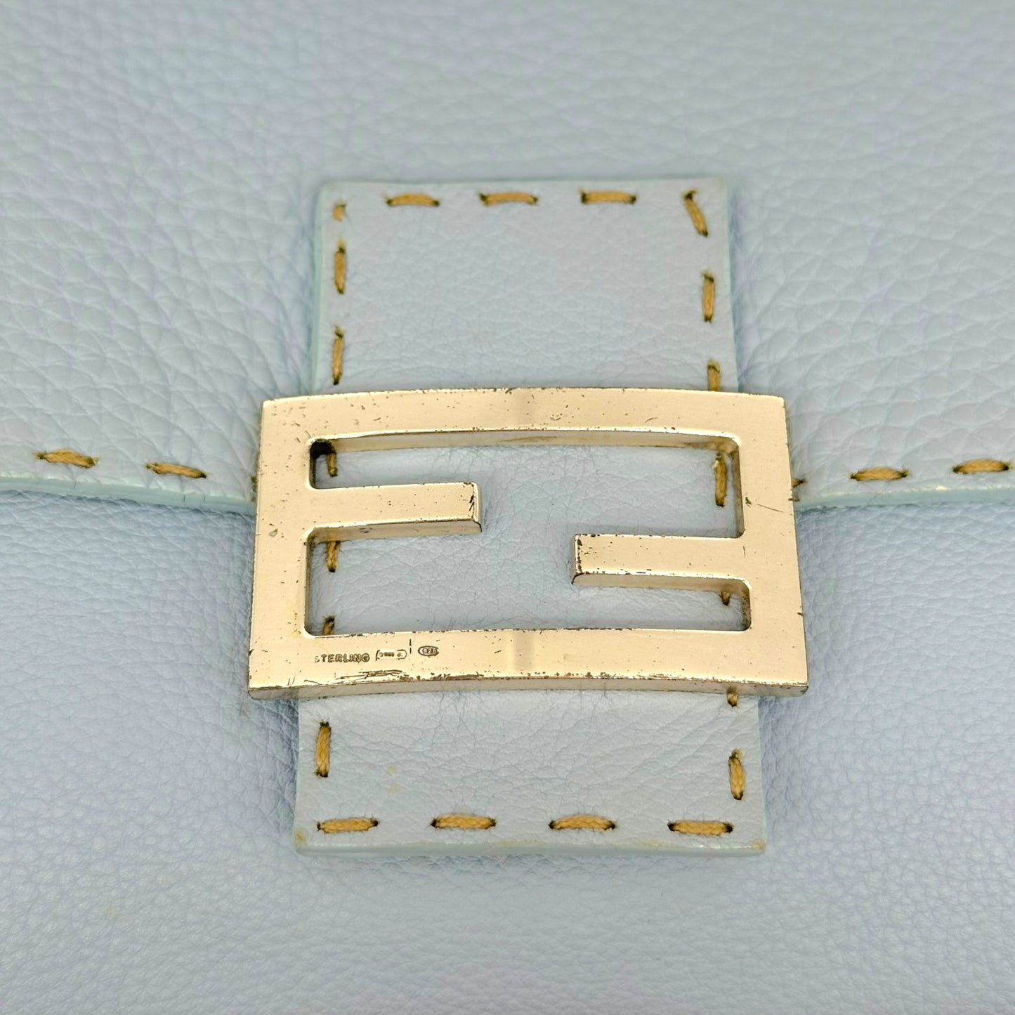 Fendi Mini Mama Baguette Bag Light Blue Leather
