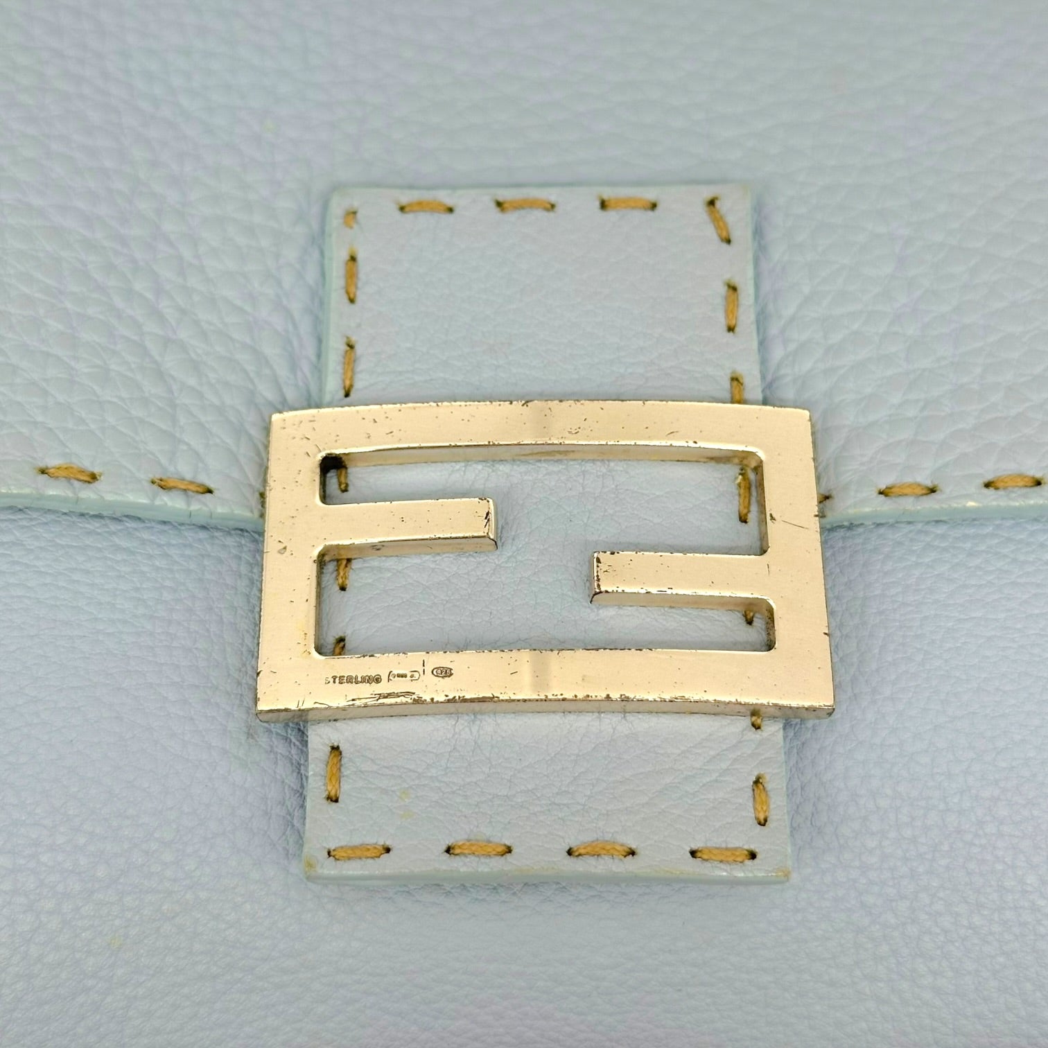 Fendi Mini Mama Baguette Bag Light Blue Leather