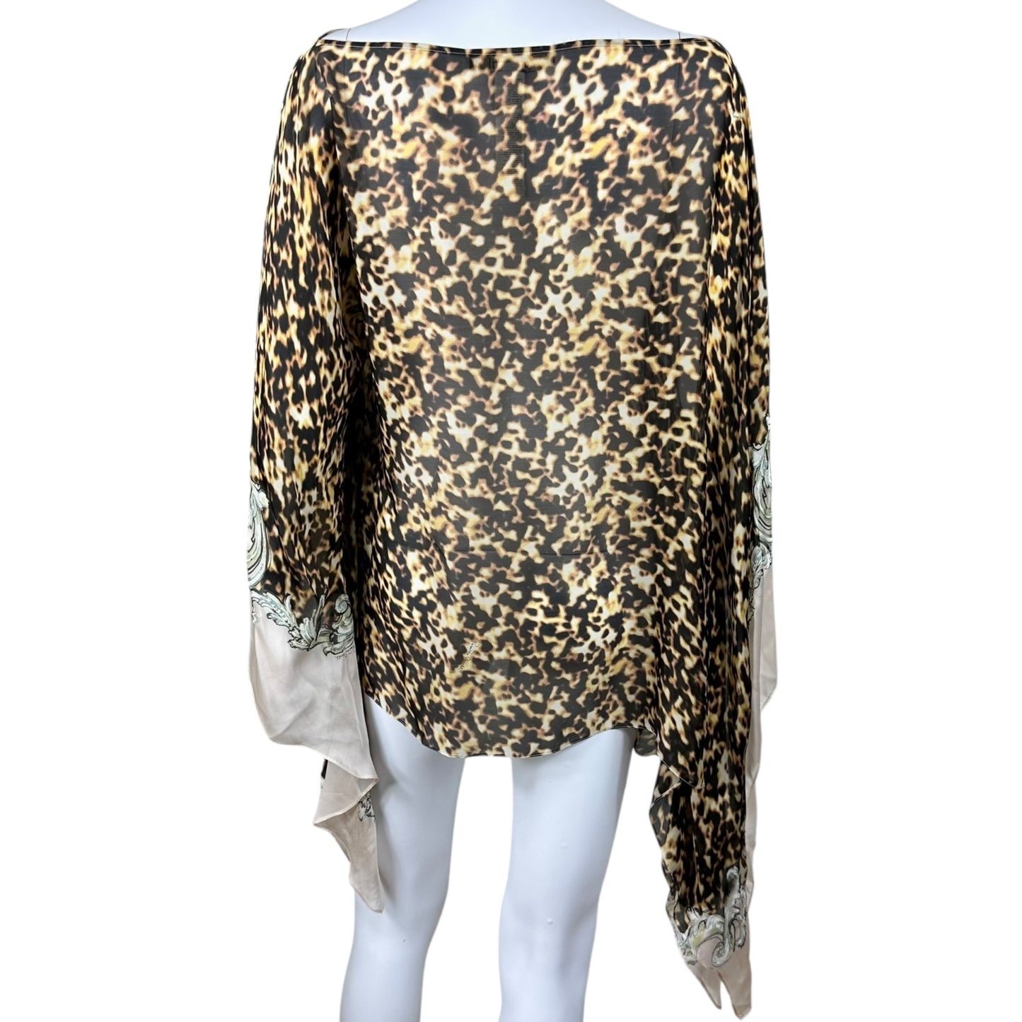 Roberto Cavalli Tortoise Print Sheer Silk Poncho