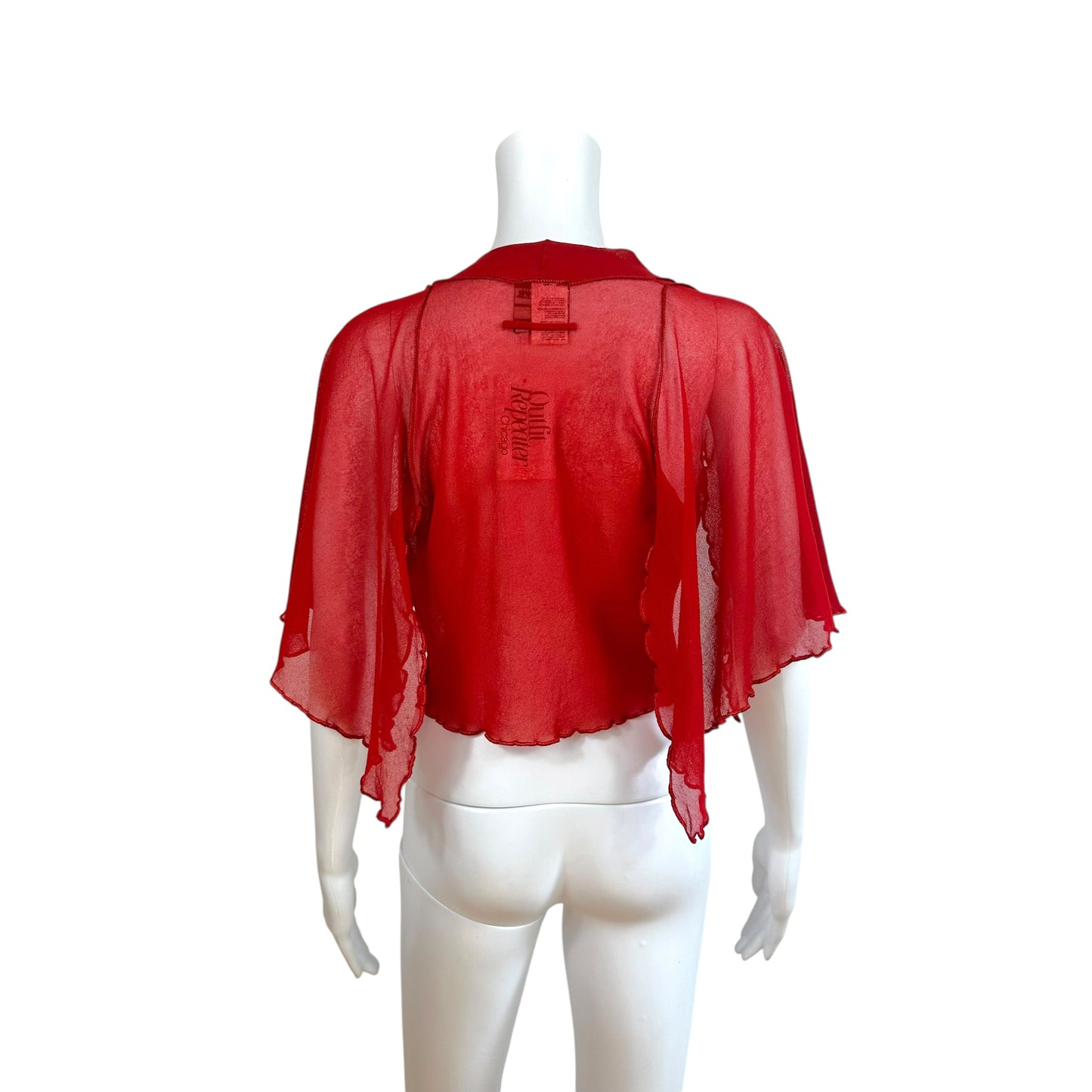 Jean Paul Gaultier Red Mesh Batwing Sleeve Wrap Top