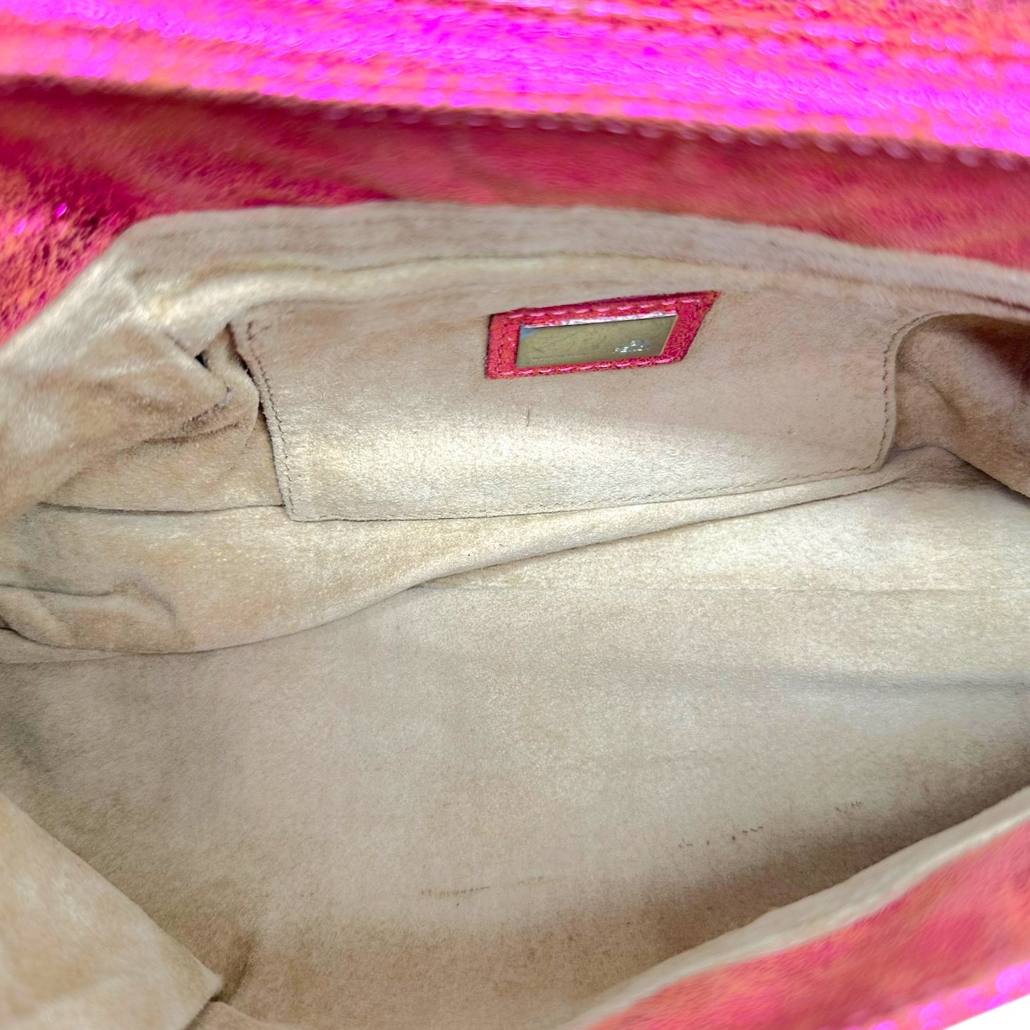 Fendi Metallic Hot Pink Suede Small Chef Shoulder Bag RARE