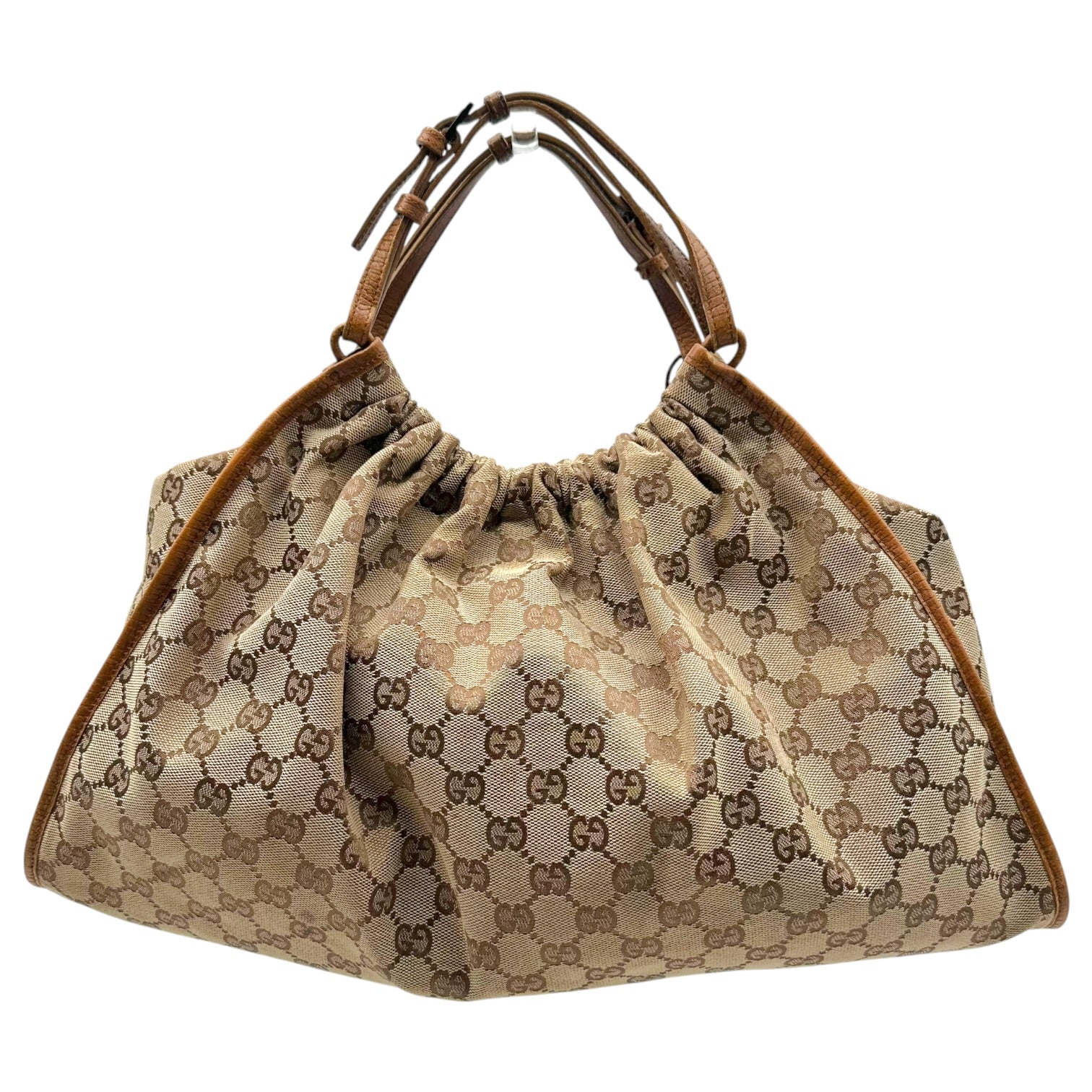 Gucci Tan Monogram Ruched Handbag