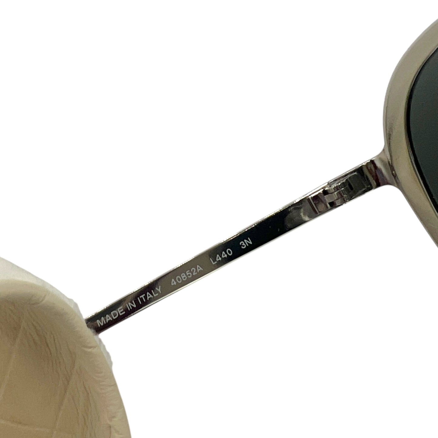 Chanel Silver & White Lambskin Detachable Side Aviator Sunglasses 50852A w/ Case RARE