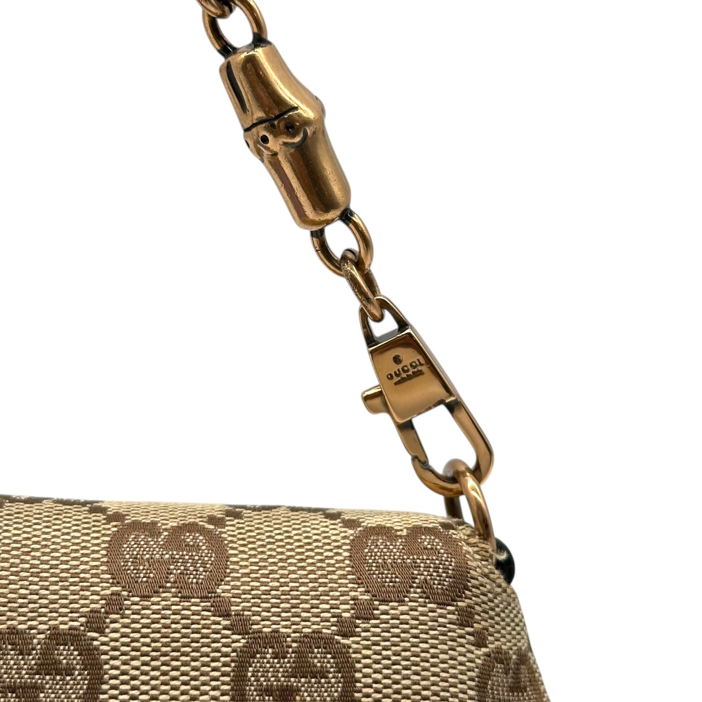 Gucci by Tom Ford 2004 Tan Monogram & Purple Silk Horsebit Bag RARE