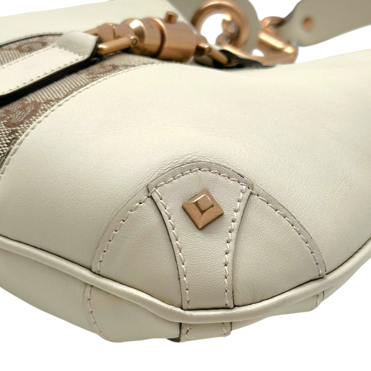 Gucci Mini Piston Lock Jackie Bag Ivory Leather Monogram