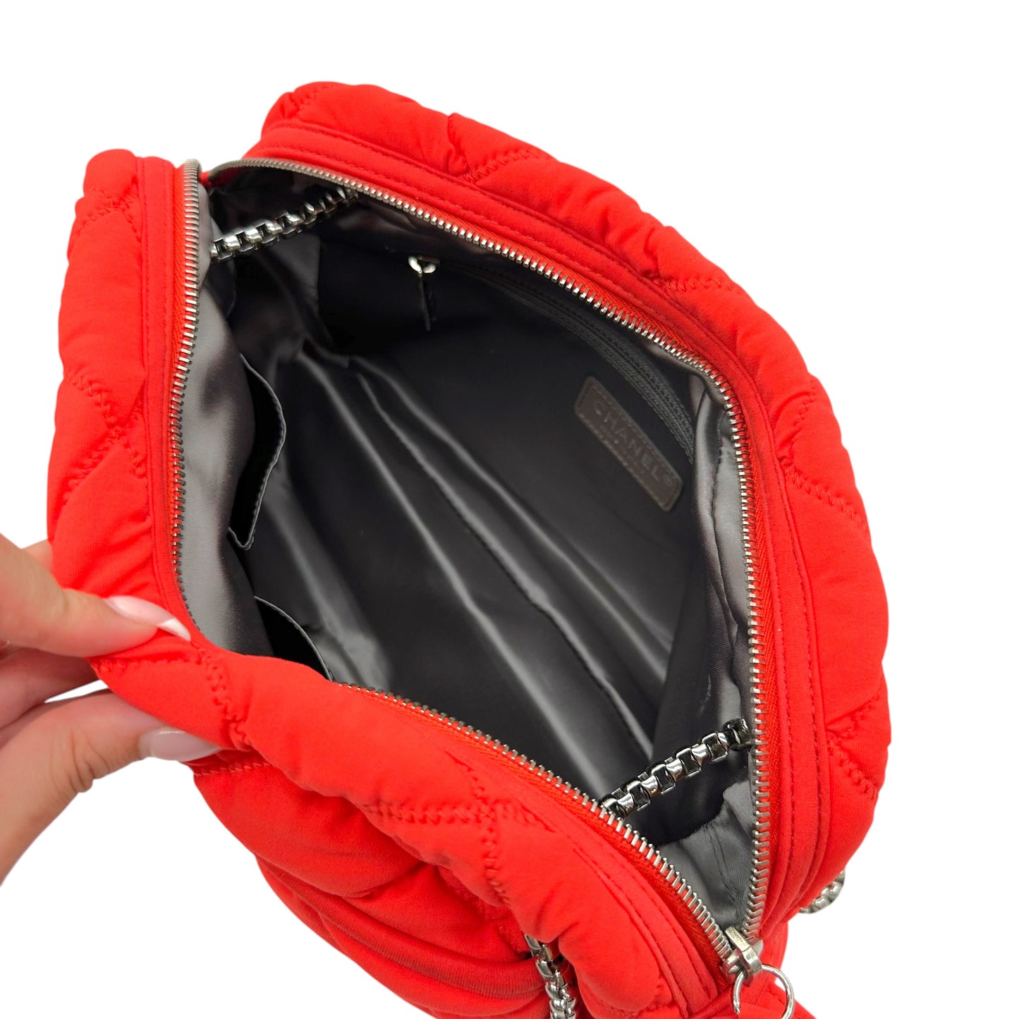 Chanel Bubble Quilt Bowler Bag Neon Red-Orange