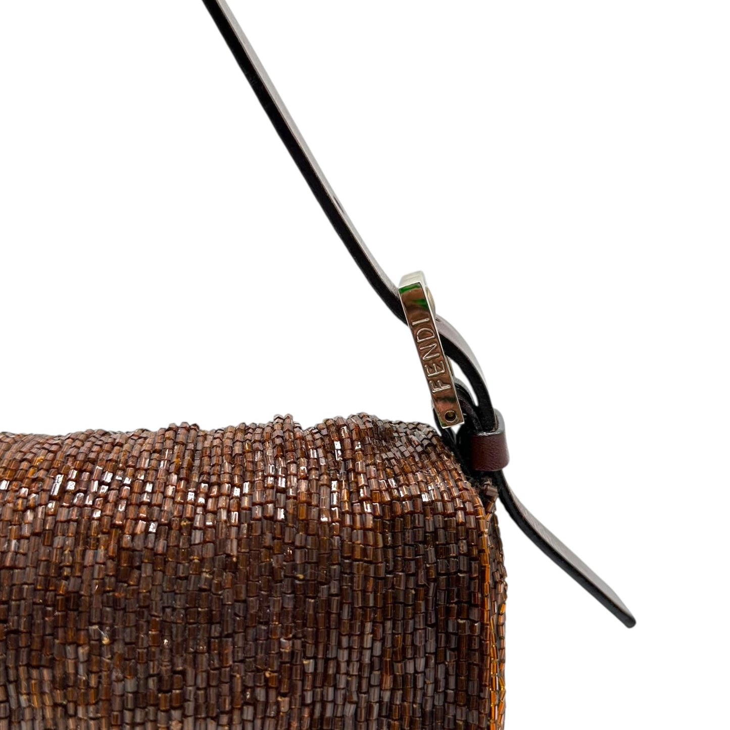 Fendi Brown Beaded Baguette Bag